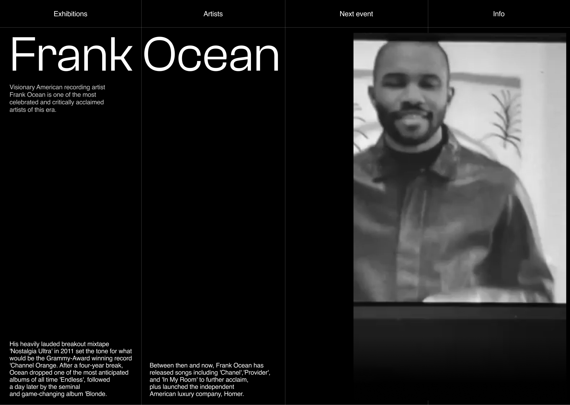 Frank Ocean - Wolfgang exhibition — Изображение №2 — Интерфейсы на Dprofile