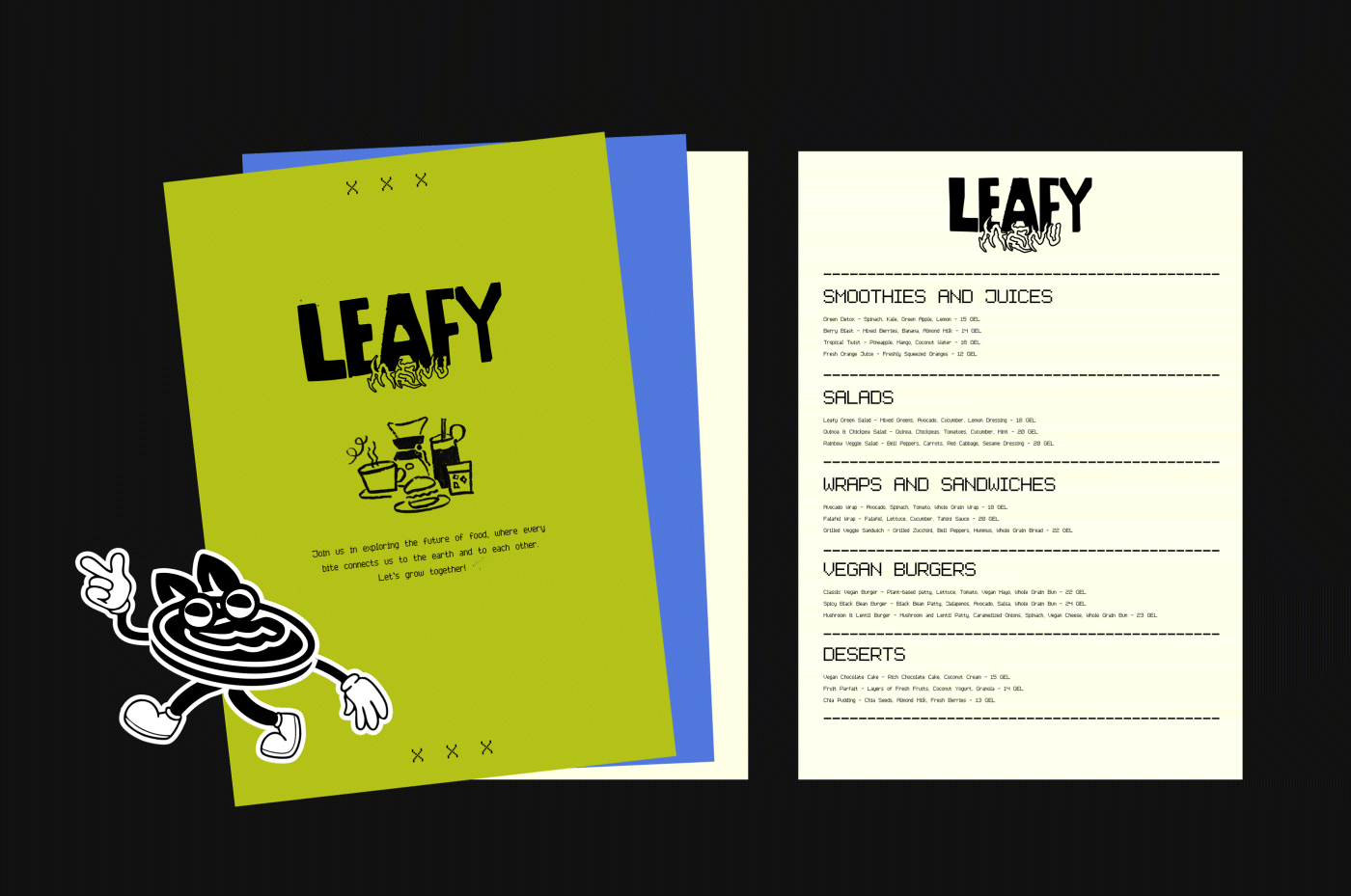 Брендинг для веган-кафе 'Leafy' — Изображение №4 — Брендинг на Dprofile
