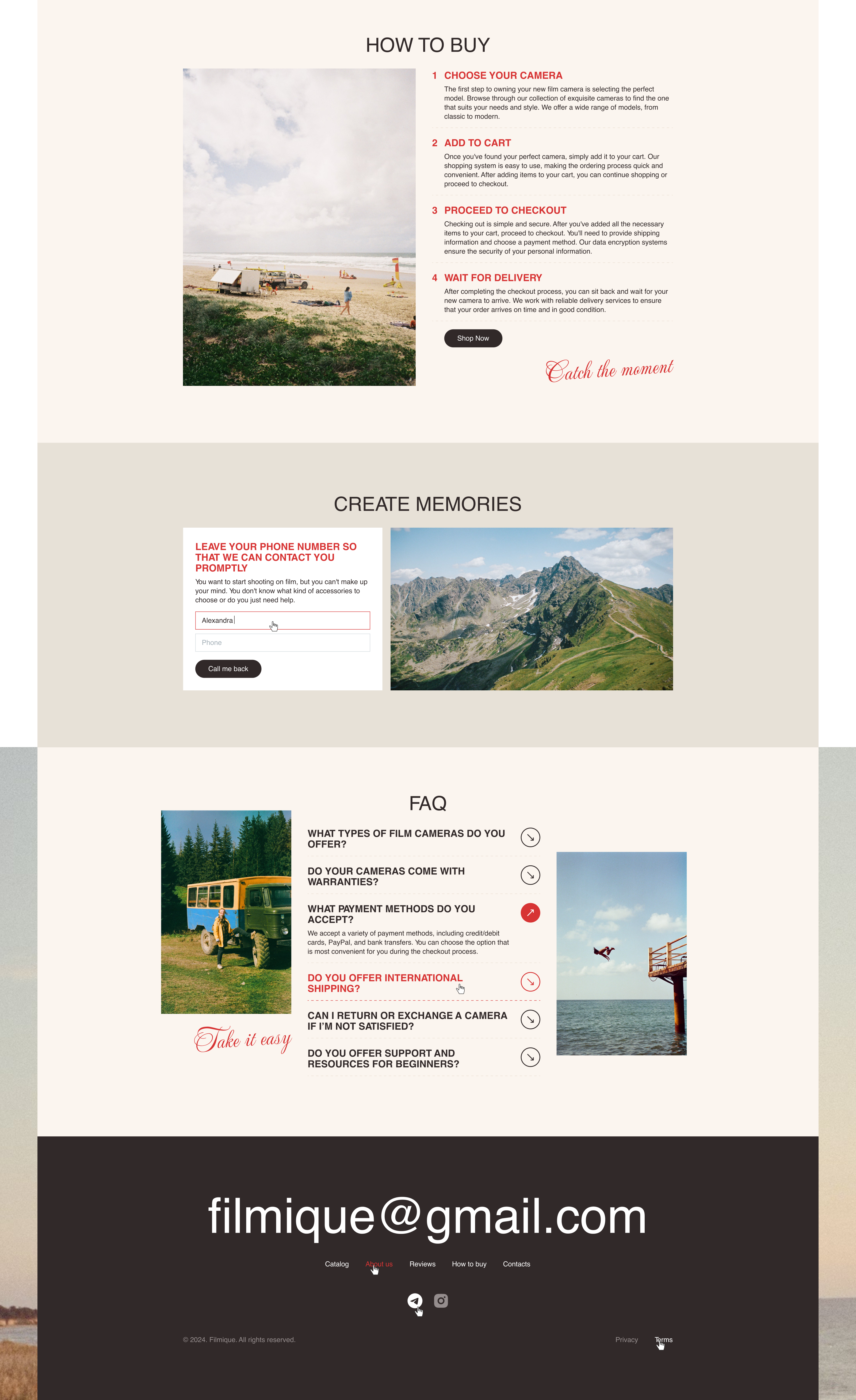Магазин пленочных фотоаппаратов / Landing Page — Изображение №9 — Интерфейсы, Анимация на Dprofile