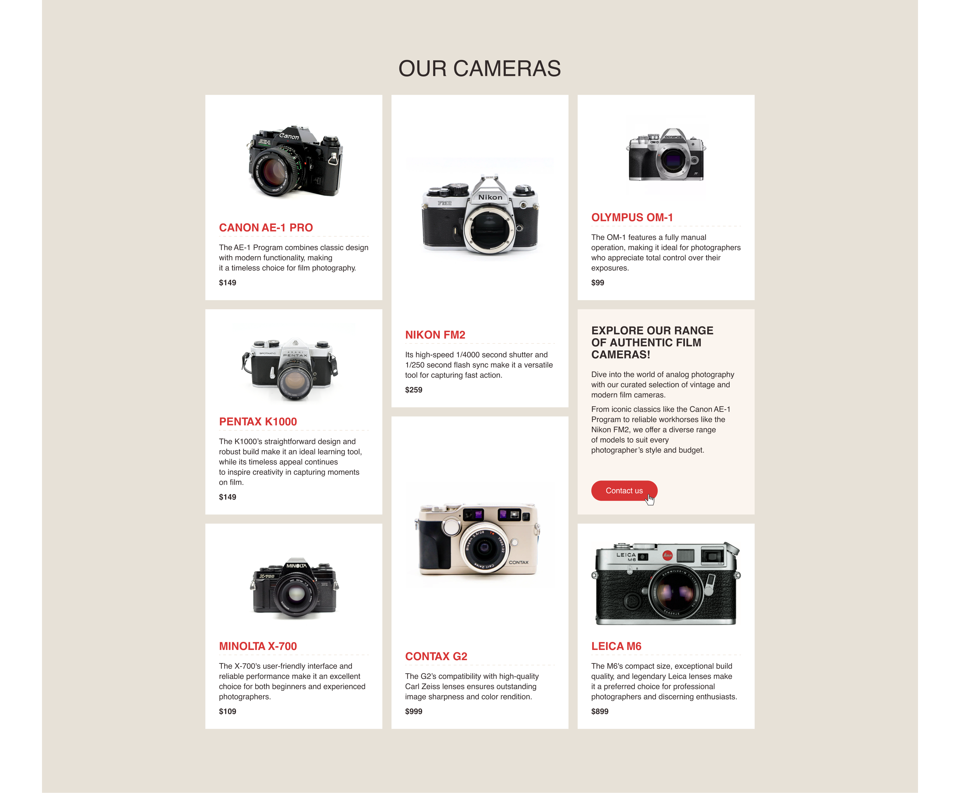 Магазин пленочных фотоаппаратов / Landing Page — Изображение №7 — Интерфейсы, Анимация на Dprofile