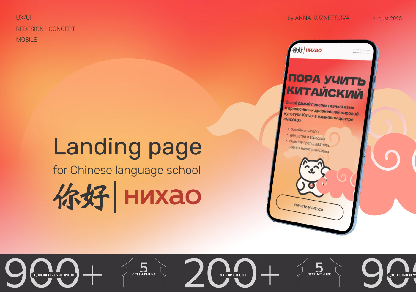 Chinese language school Landing page — Изображение №1 — Интерфейсы, Анимация на Dprofile