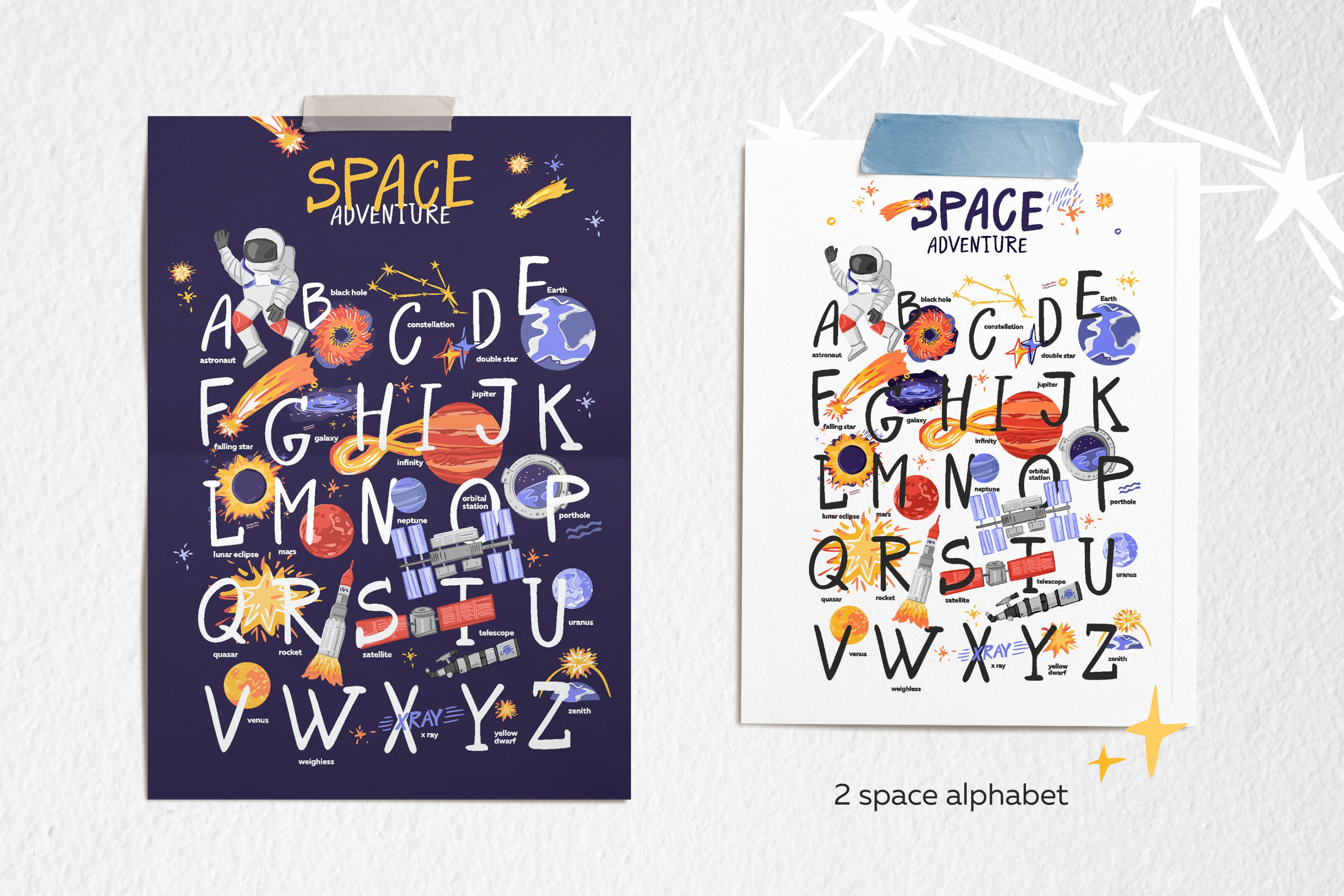 Space alphabet $ symbols — Изображение №3 — Брендинг, Иллюстрация на Dprofile