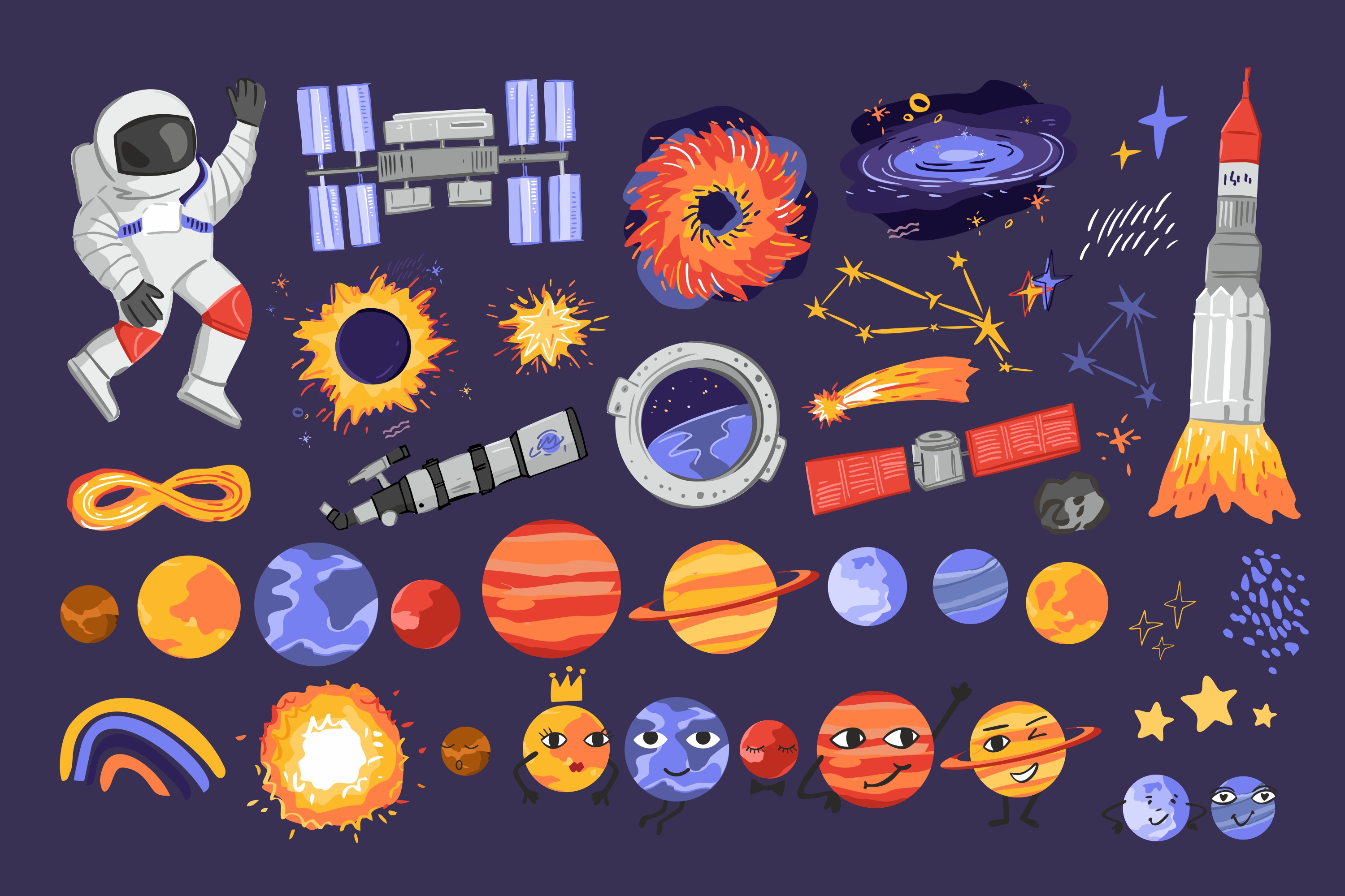 Space alphabet $ symbols — Изображение №2 — Брендинг, Иллюстрация на Dprofile