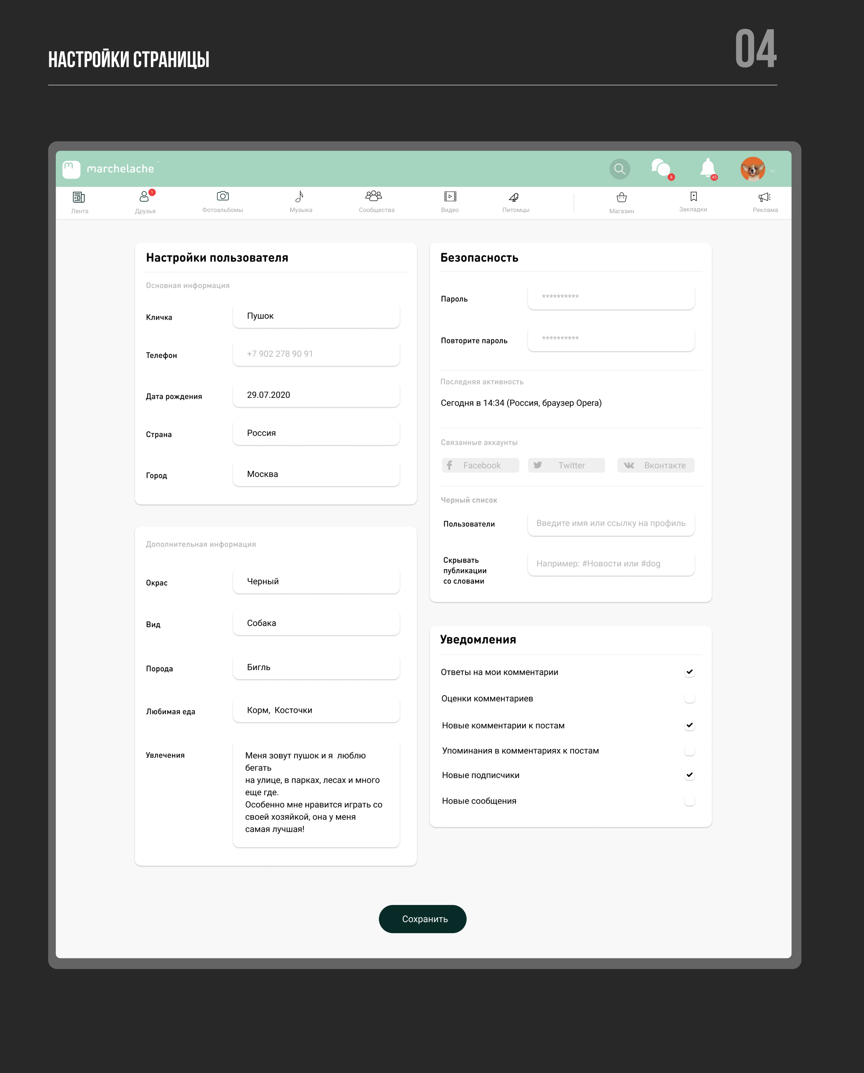 UX/UI разработка сайта социальной сети для животных — Изображение №8 — Интерфейсы на Dprofile