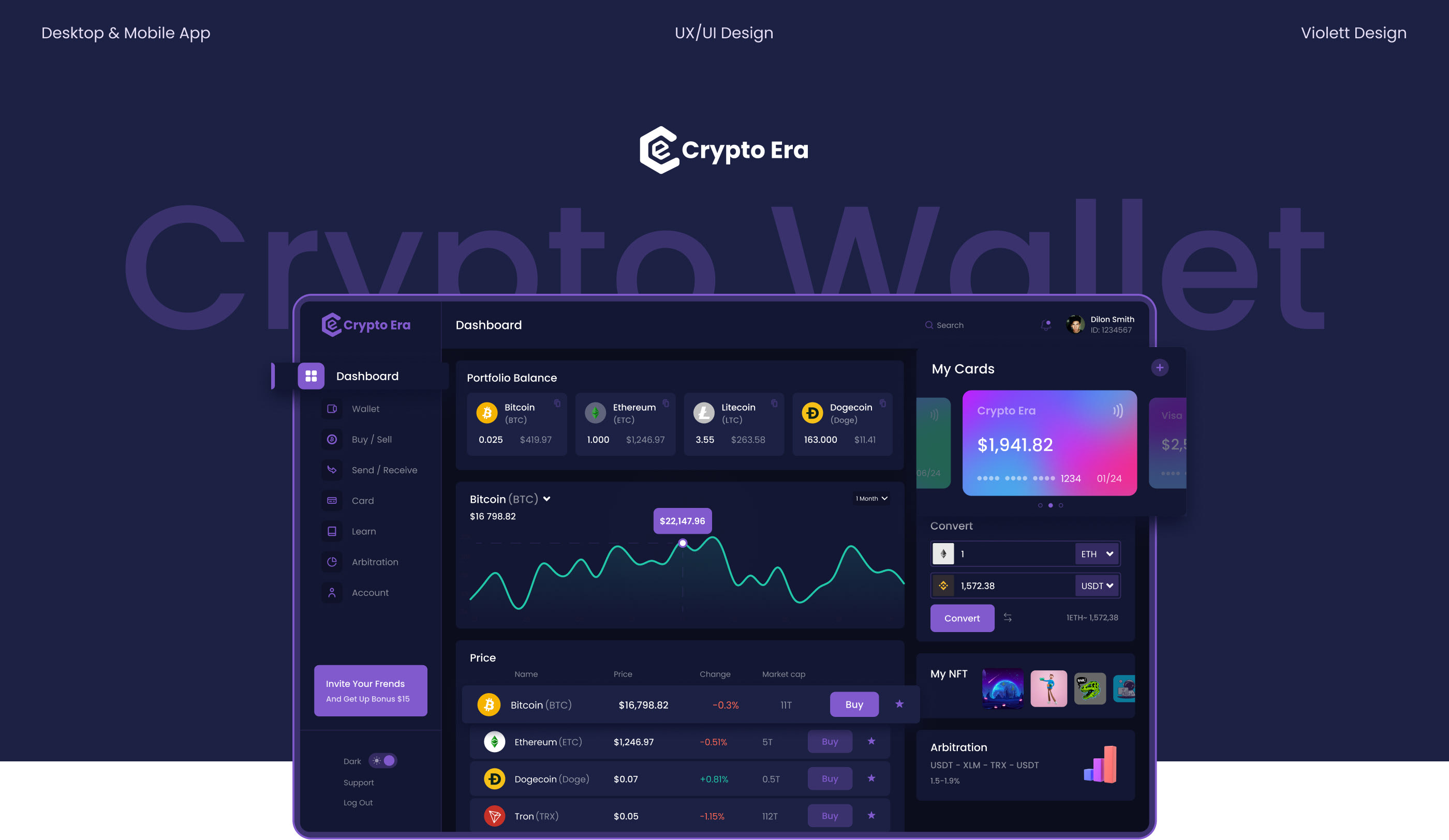 Crypto Wallet - Desktop & Mobile App — Изображение №1 — Интерфейсы на Dprofile