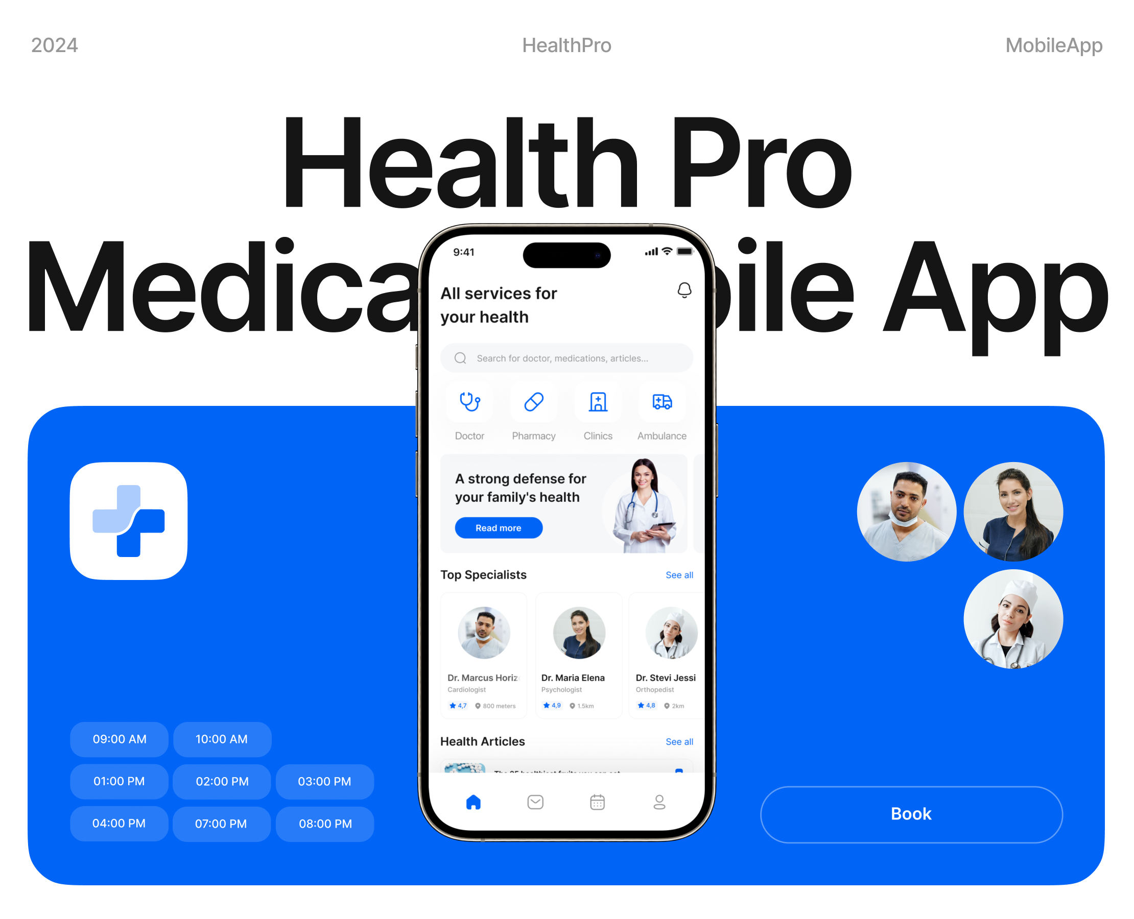 Health Pro | Медицинское мобильное приложение — Интерфейсы, Брендинг на Dprofile