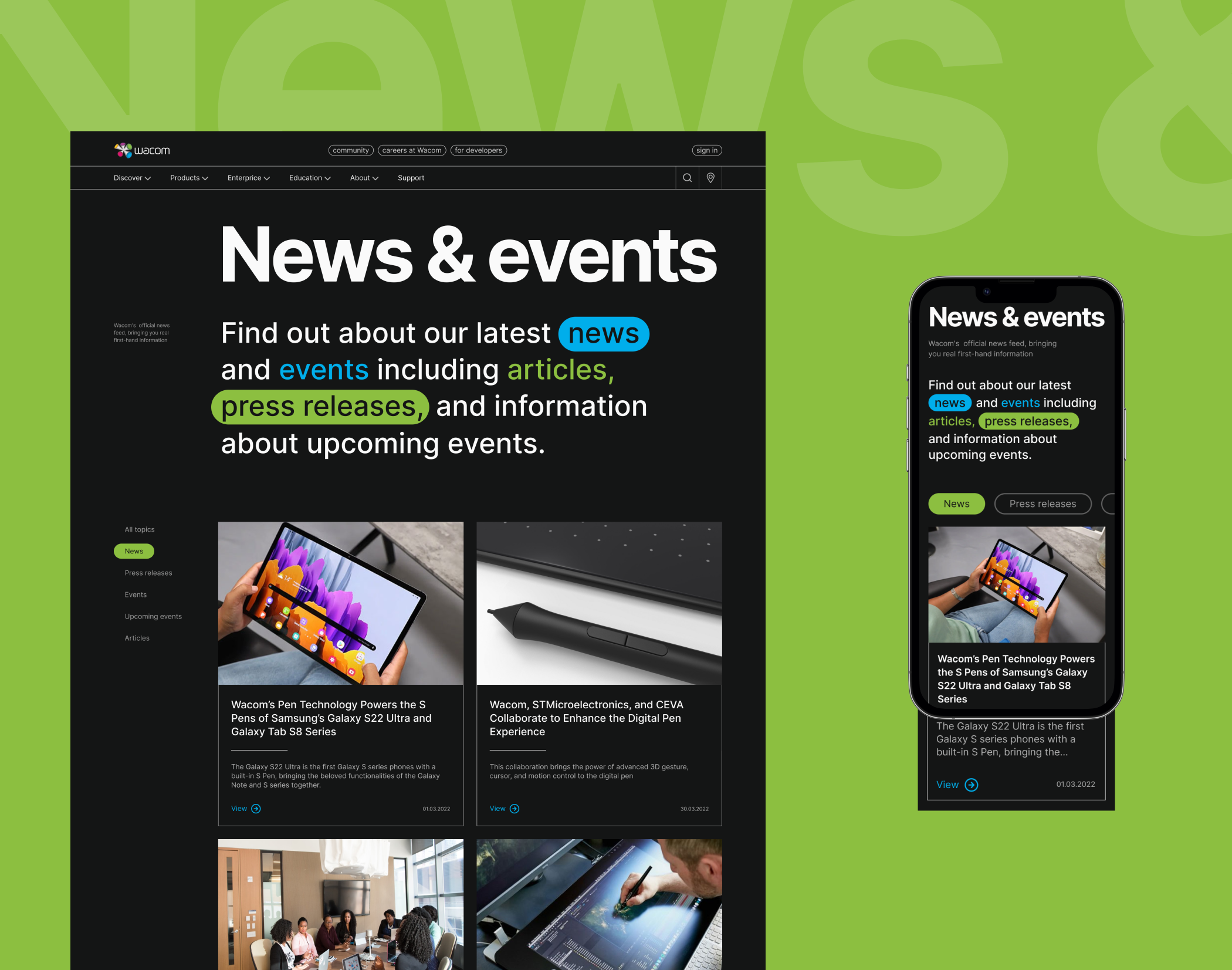 WACOM | corporate website redesign — Изображение №12 — Интерфейсы на Dprofile