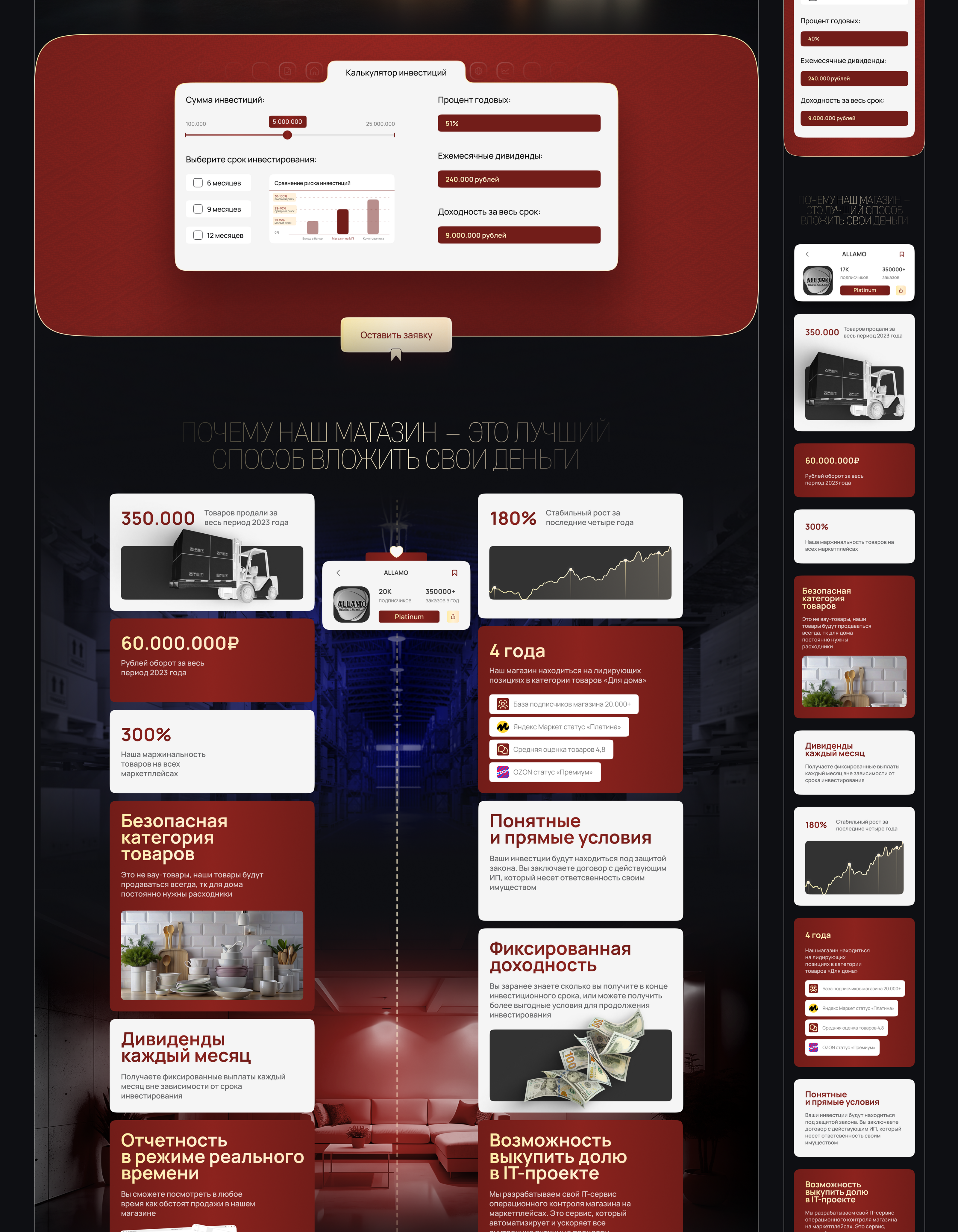 Инвестиции landing page / Сайт для инвесторов — Изображение №3 — Интерфейсы, Брендинг на Dprofile