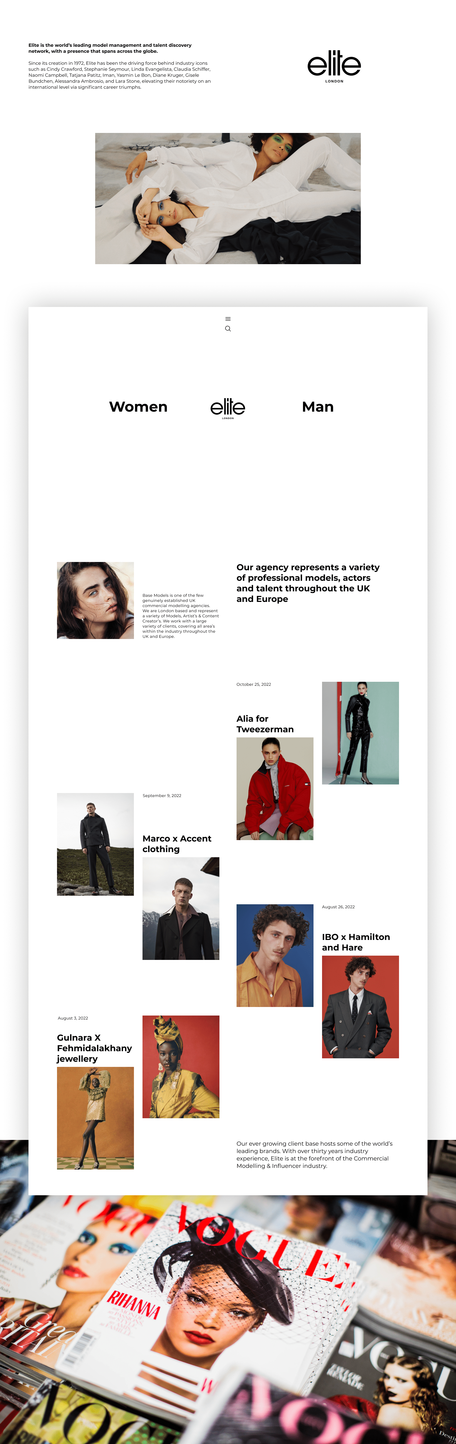 Elite London | Модельное агенство дизайн сайта — Изображение №2 — Интерфейсы на Dprofile