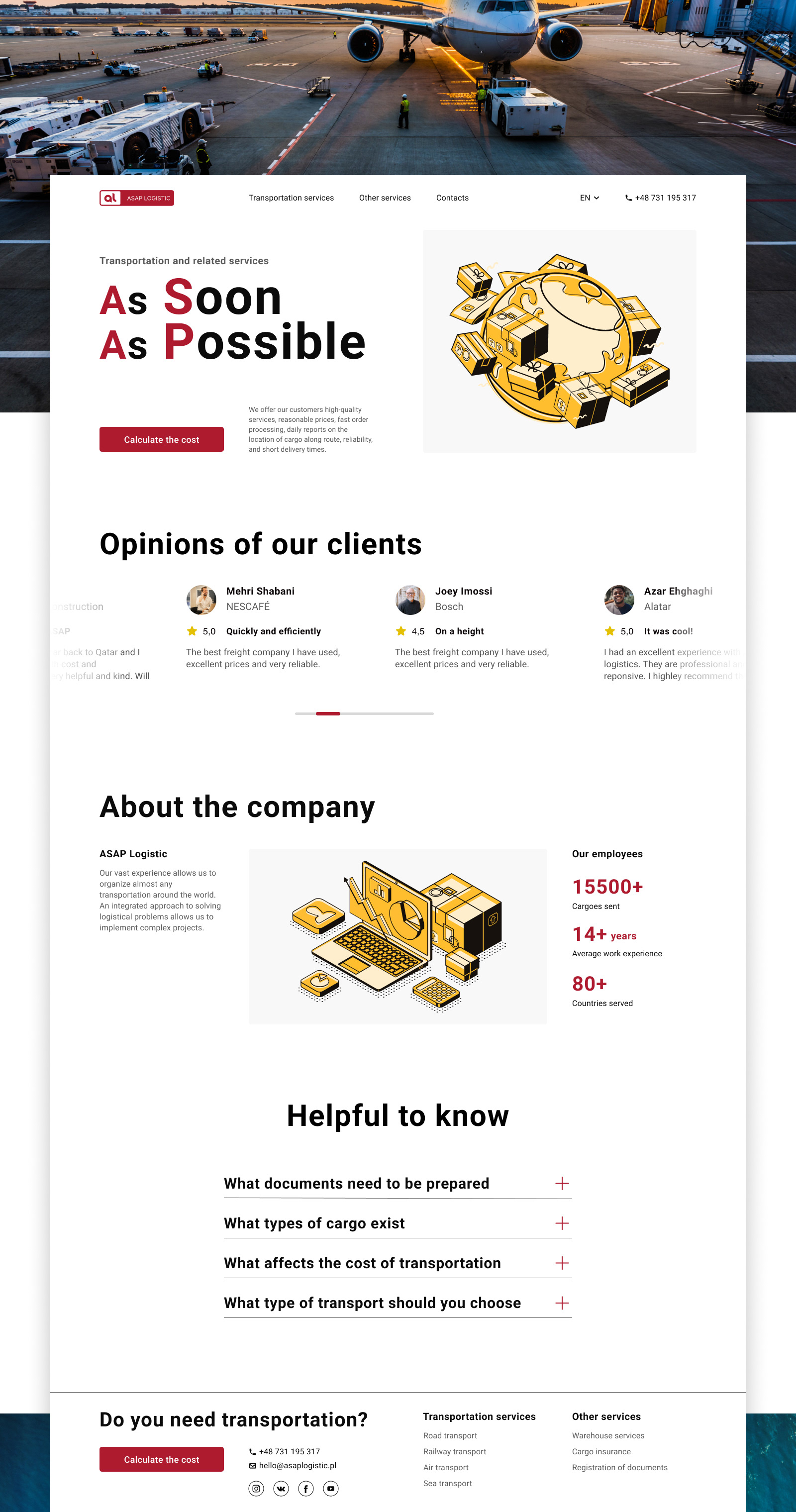 ASAP Logistic | логитсическая компания дзиайн сайта — Изображение №1 — Интерфейсы на Dprofile