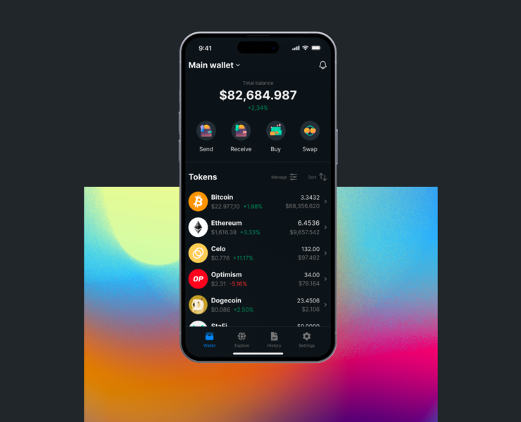 Crypto wallet app design — Интерфейсы на Dprofile