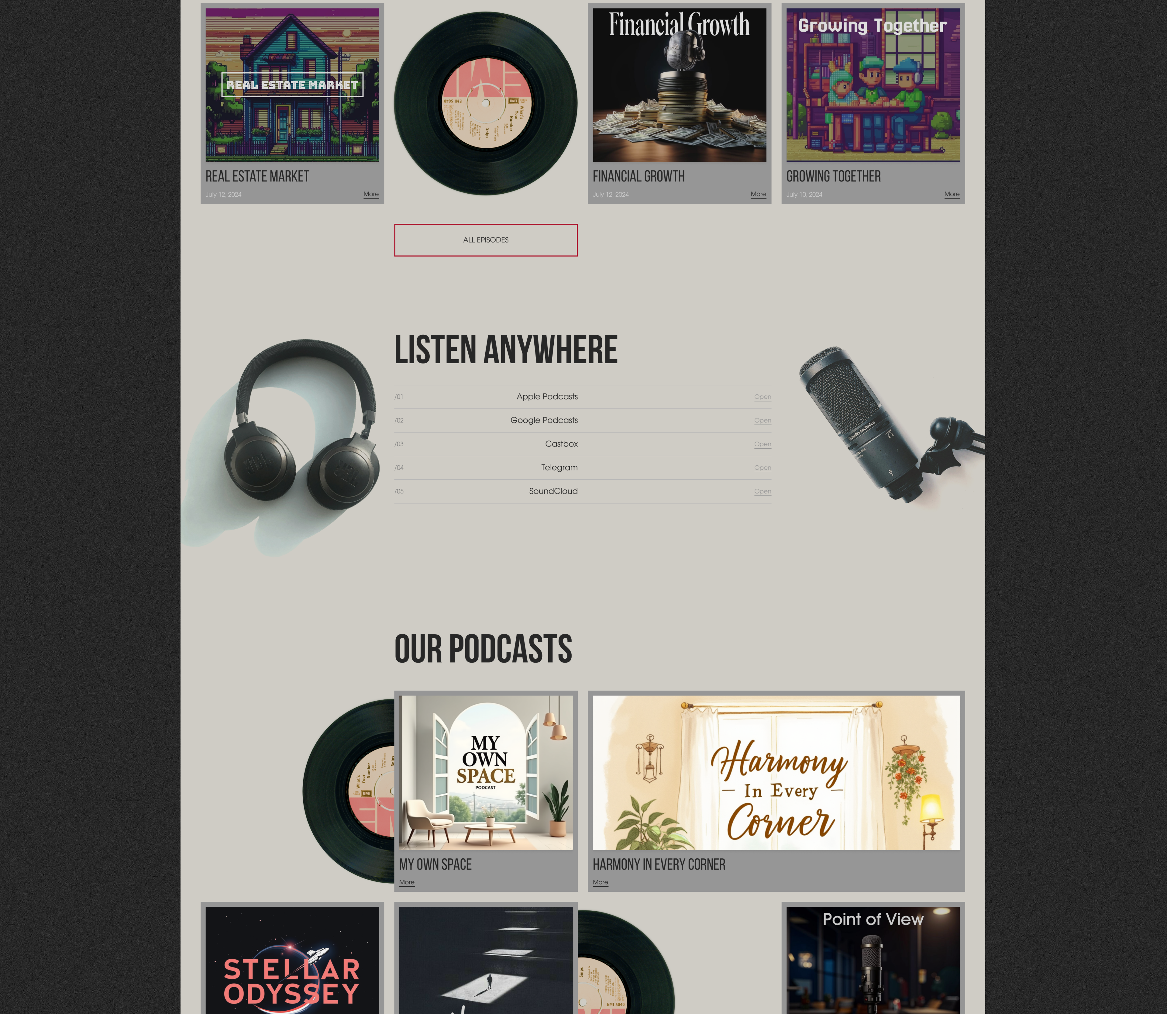 PODCAST STUDIO | LANDING PAGE DESIGN — Изображение №4 — Интерфейсы, Брендинг на Dprofile