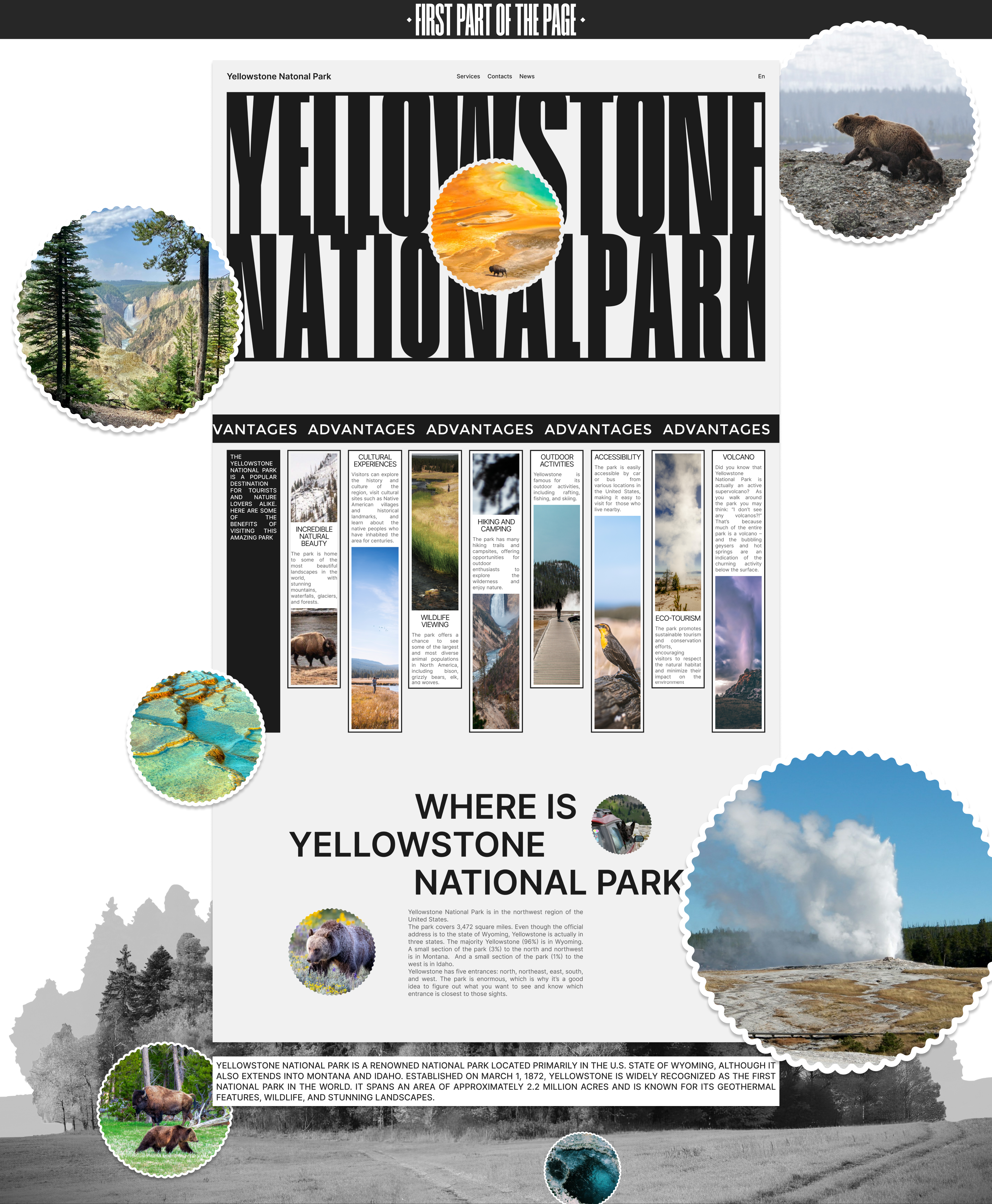 YELLOWSTONE NATIPNAL PARK | LANDING PAGE REDESIGN — Изображение №2 — Интерфейсы, Брендинг на Dprofile
