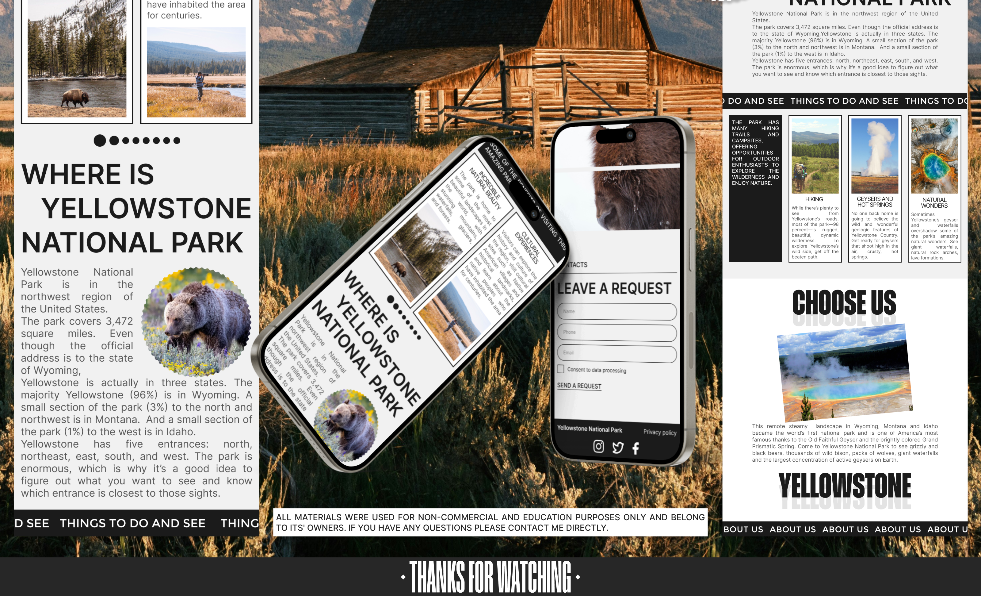 YELLOWSTONE NATIPNAL PARK | LANDING PAGE REDESIGN — Изображение №9 — Интерфейсы, Брендинг на Dprofile