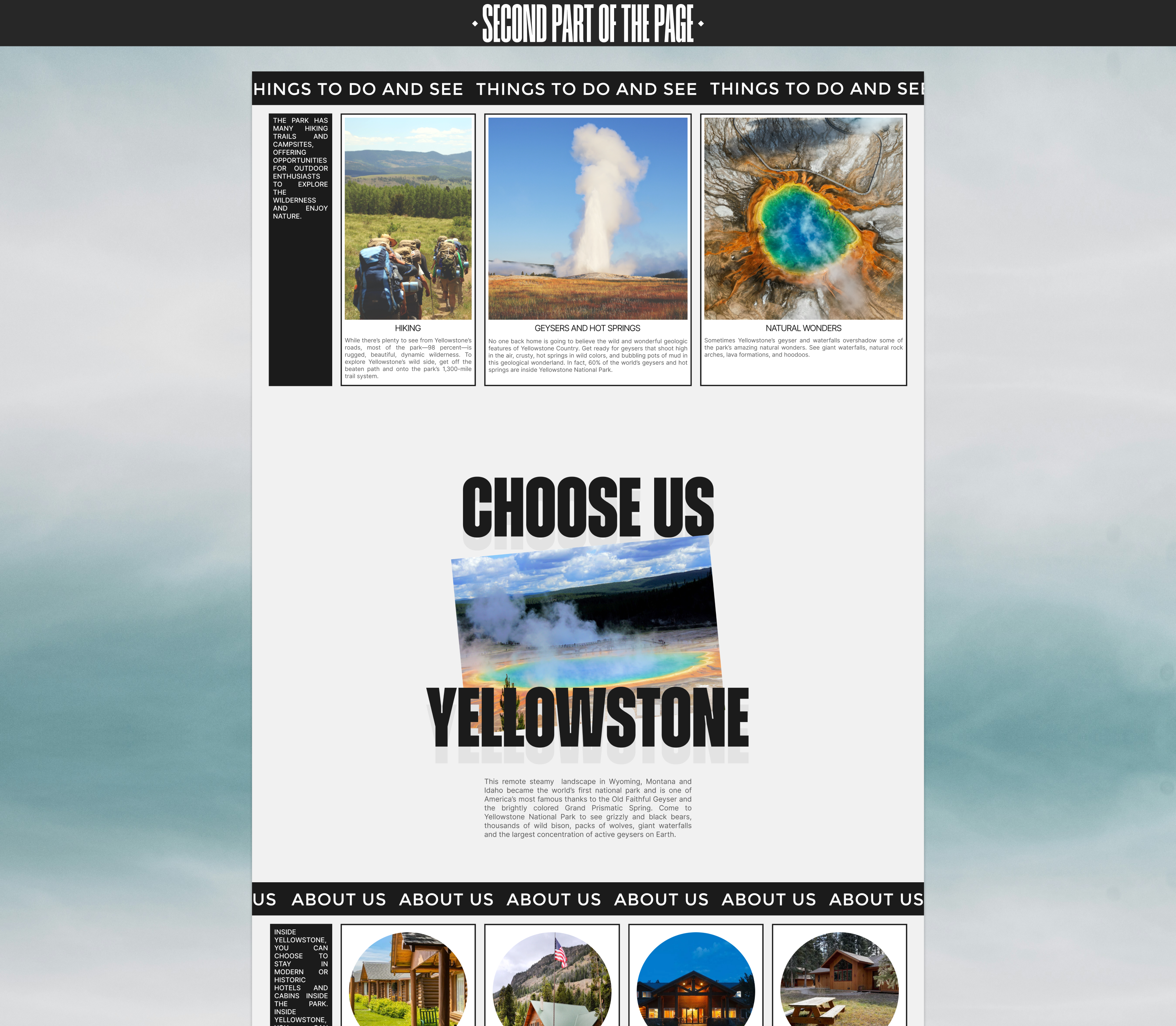 YELLOWSTONE NATIPNAL PARK | LANDING PAGE REDESIGN — Изображение №4 — Интерфейсы, Брендинг на Dprofile