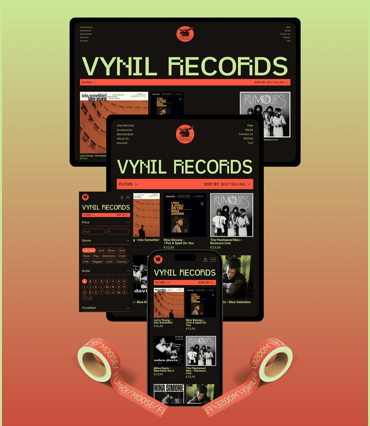 Funky Moose Vinyl Record Store / E-commerce Redesign — Изображение №6 — Интерфейсы, Брендинг на Dprofile