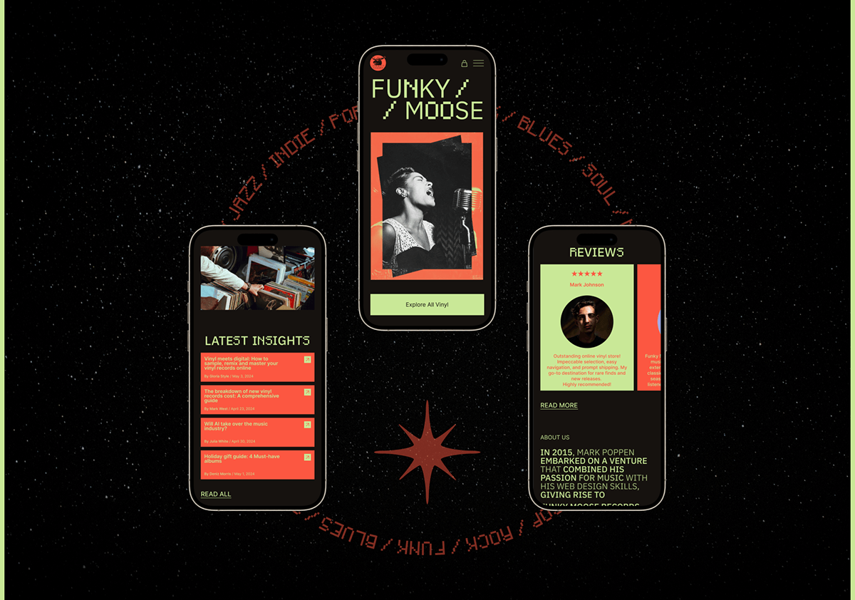 Funky Moose Vinyl Record Store / E-commerce Redesign — Изображение №2 — Интерфейсы, Брендинг на Dprofile