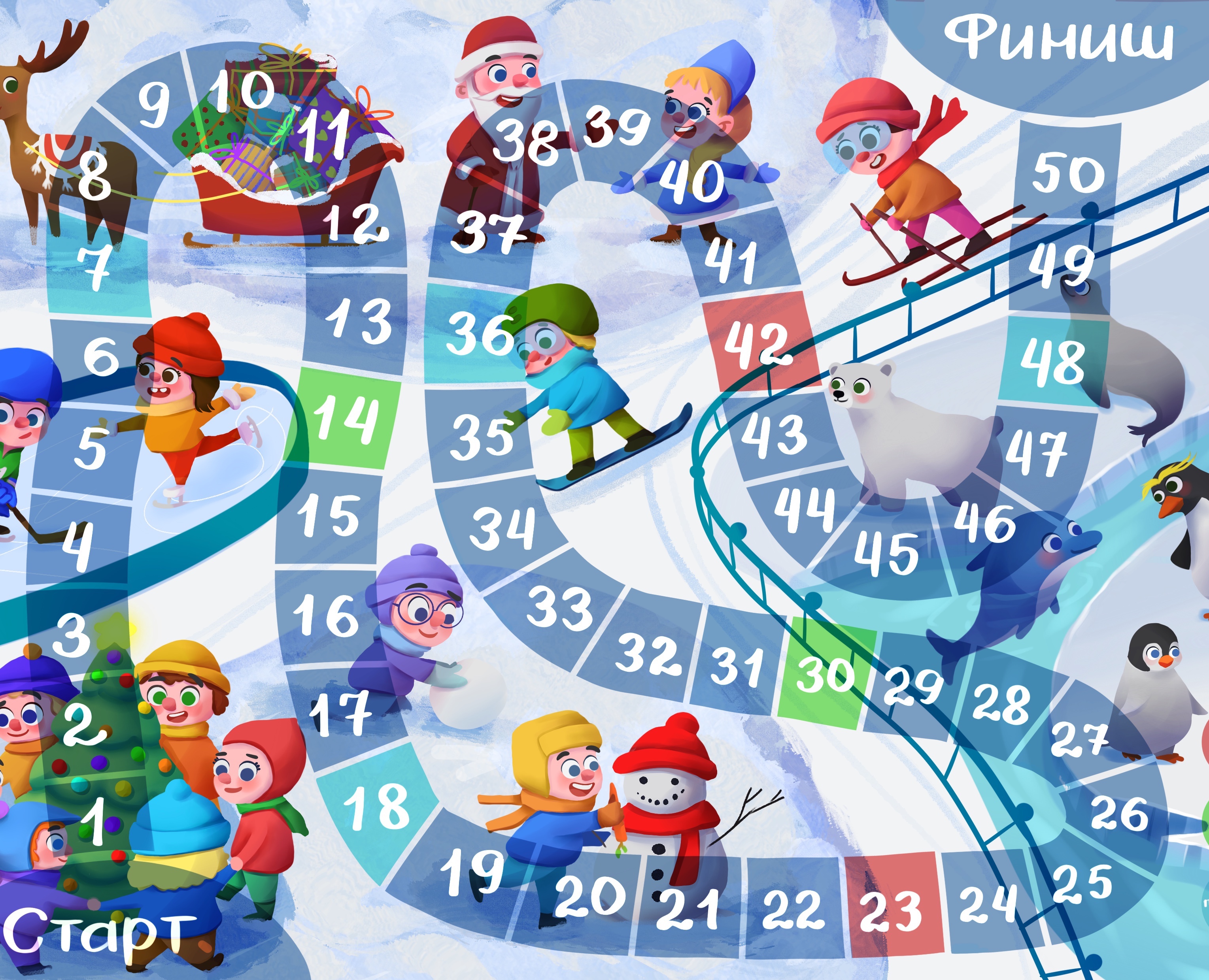 Зимняя ходилка-бродилка — Интерфейсы, Иллюстрация на Dprofile