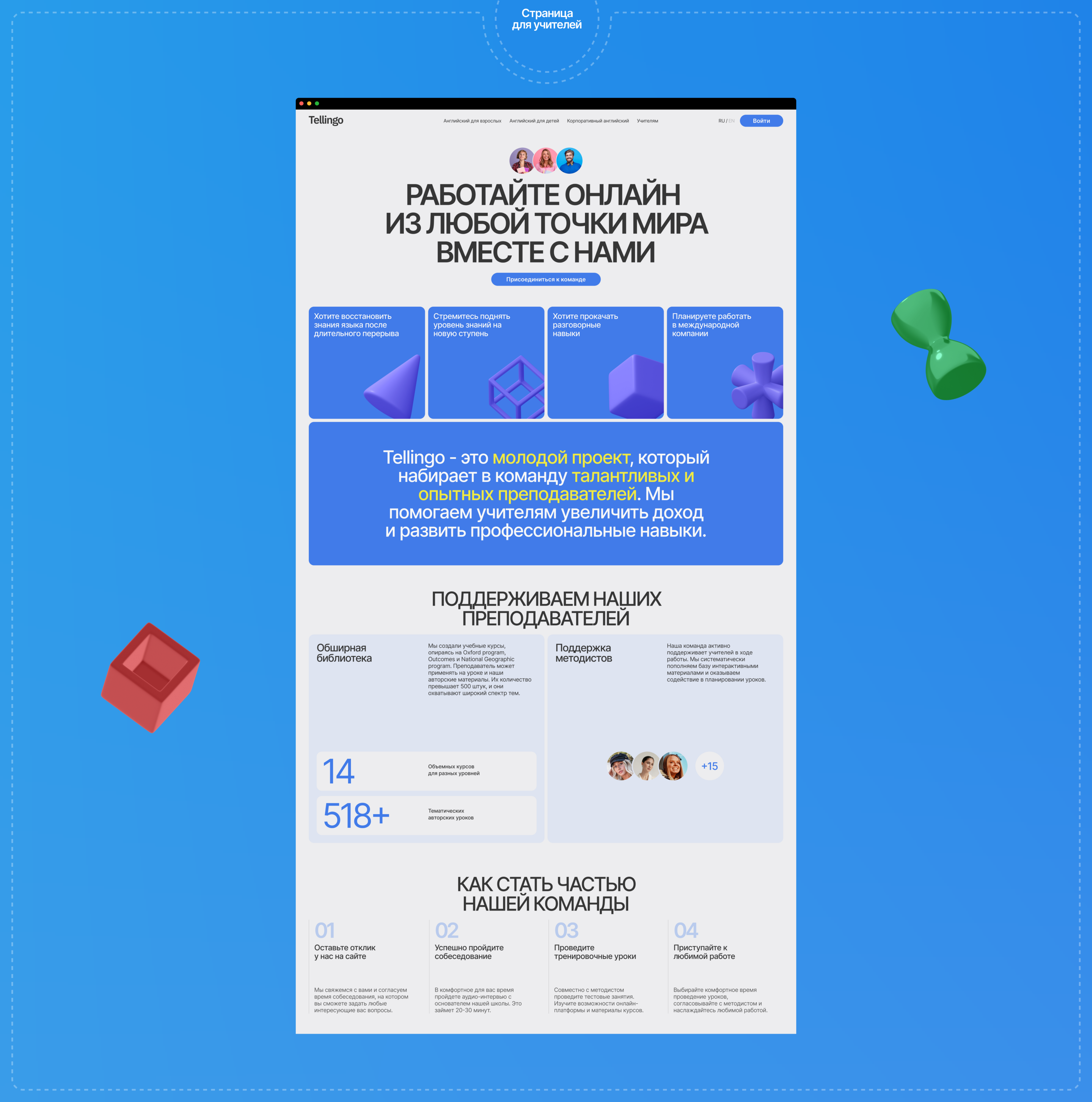 Tellingo | Корпоративный сайт онлайн-школы английского языка — Изображение №11 — Интерфейсы, Брендинг на Dprofile