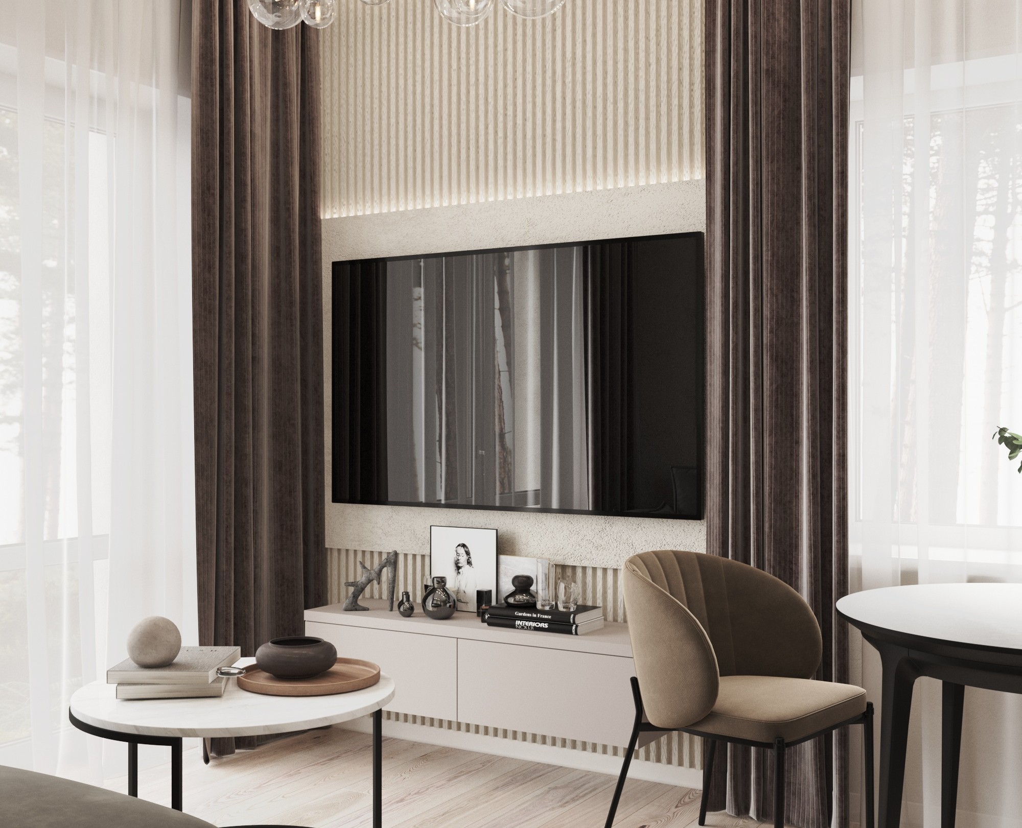 Интерьер воздушной кухни-гостиной на Dprofile