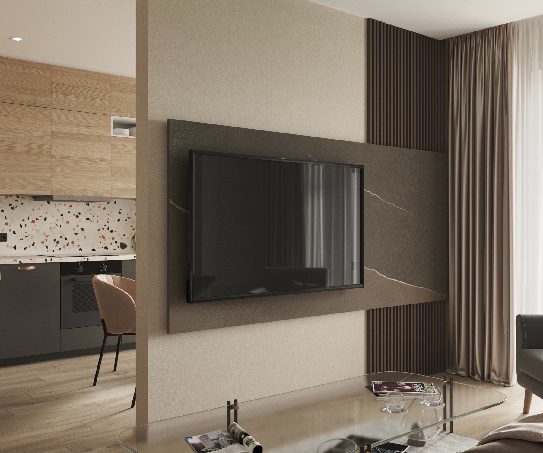 Интерьер квартиры в песочных оттенках — Изображение №2 — 3D на Dprofile