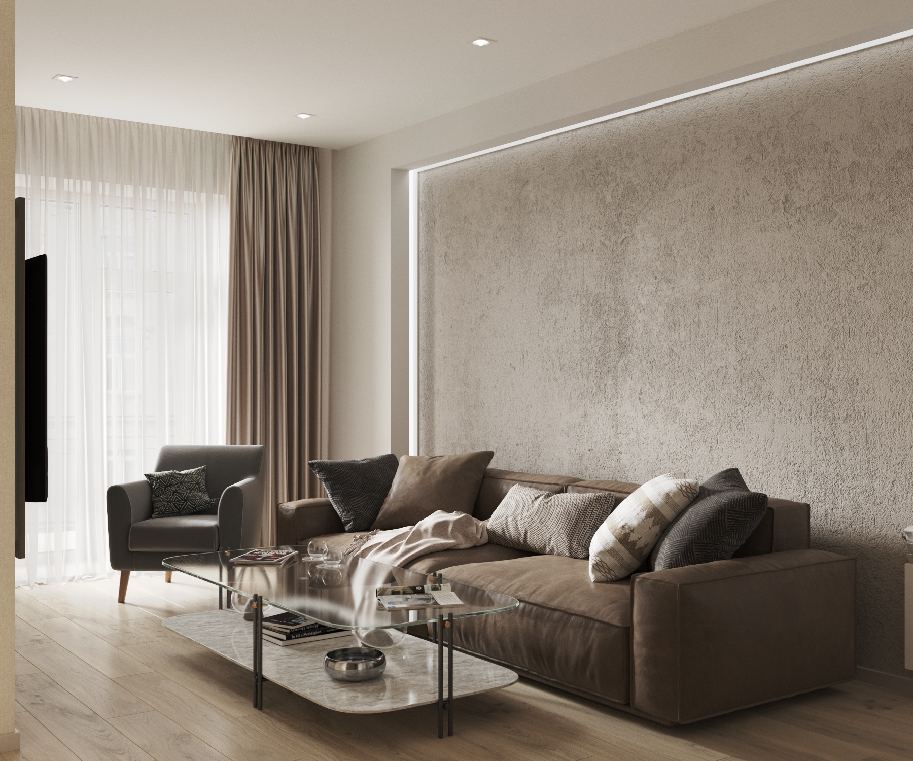 Интерьер квартиры в песочных оттенках — Изображение №1 — 3D на Dprofile