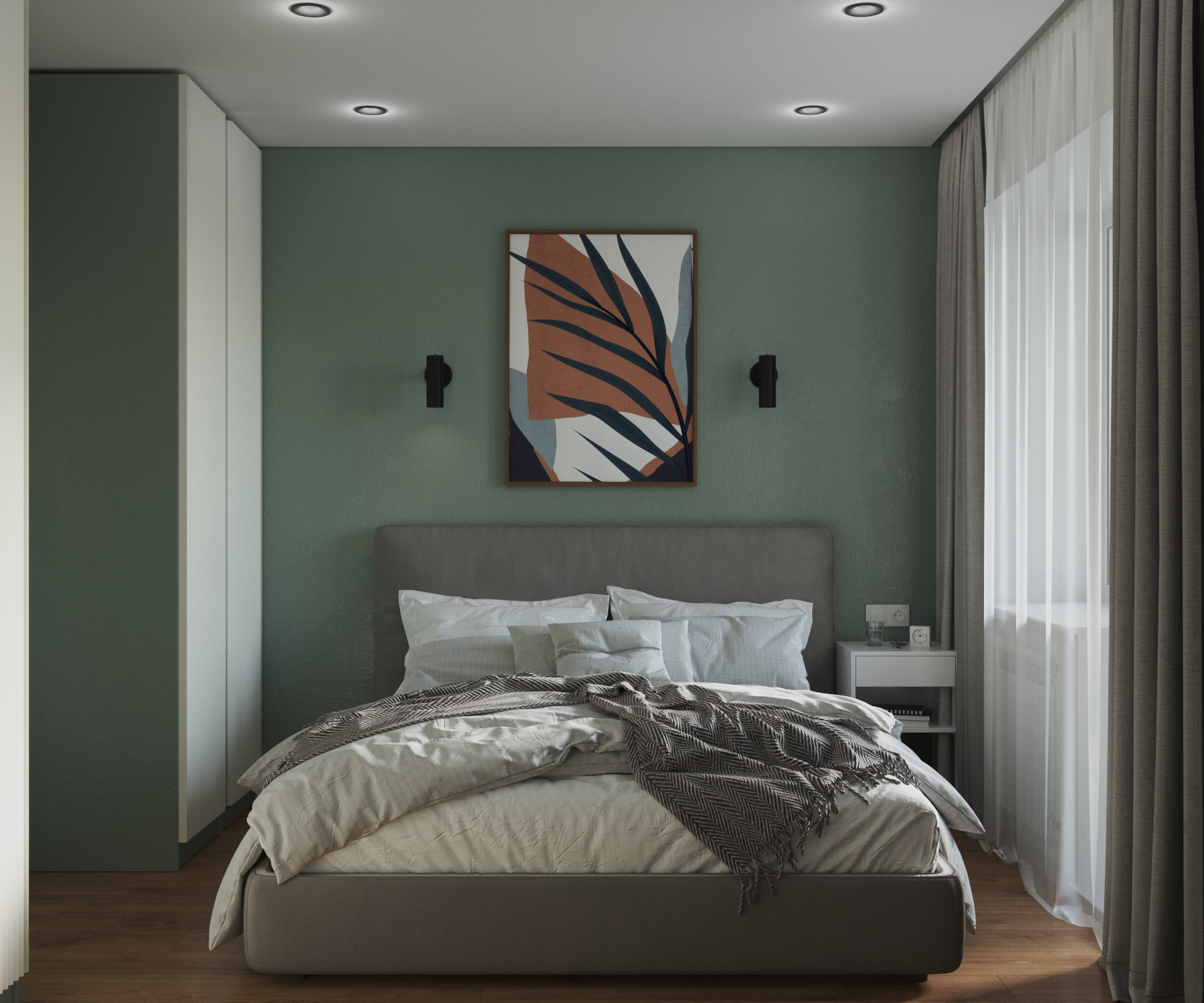 Интерьер зелёной спальни — Изображение №1 — 3D на Dprofile