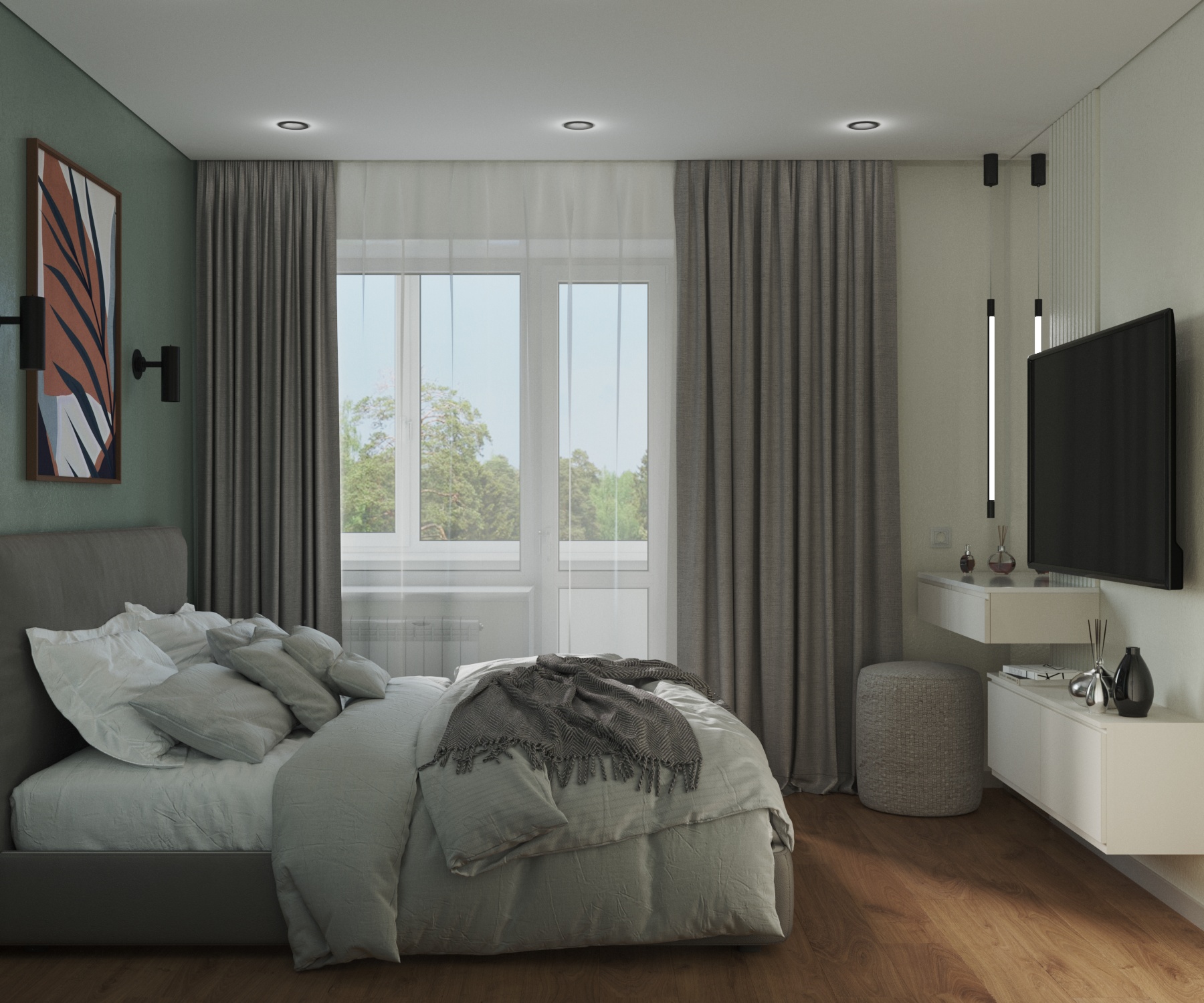 Интерьер зелёной спальни — Изображение №2 — 3D на Dprofile