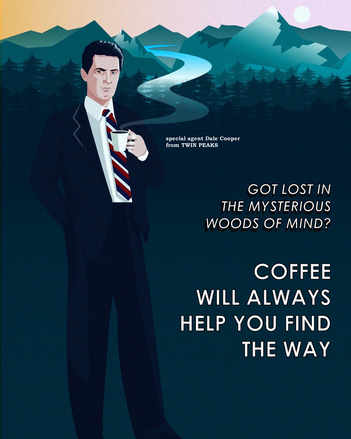 Twin Peaks Vector commercial for coffeeshop — Изображение №2 — Иллюстрация на Dprofile