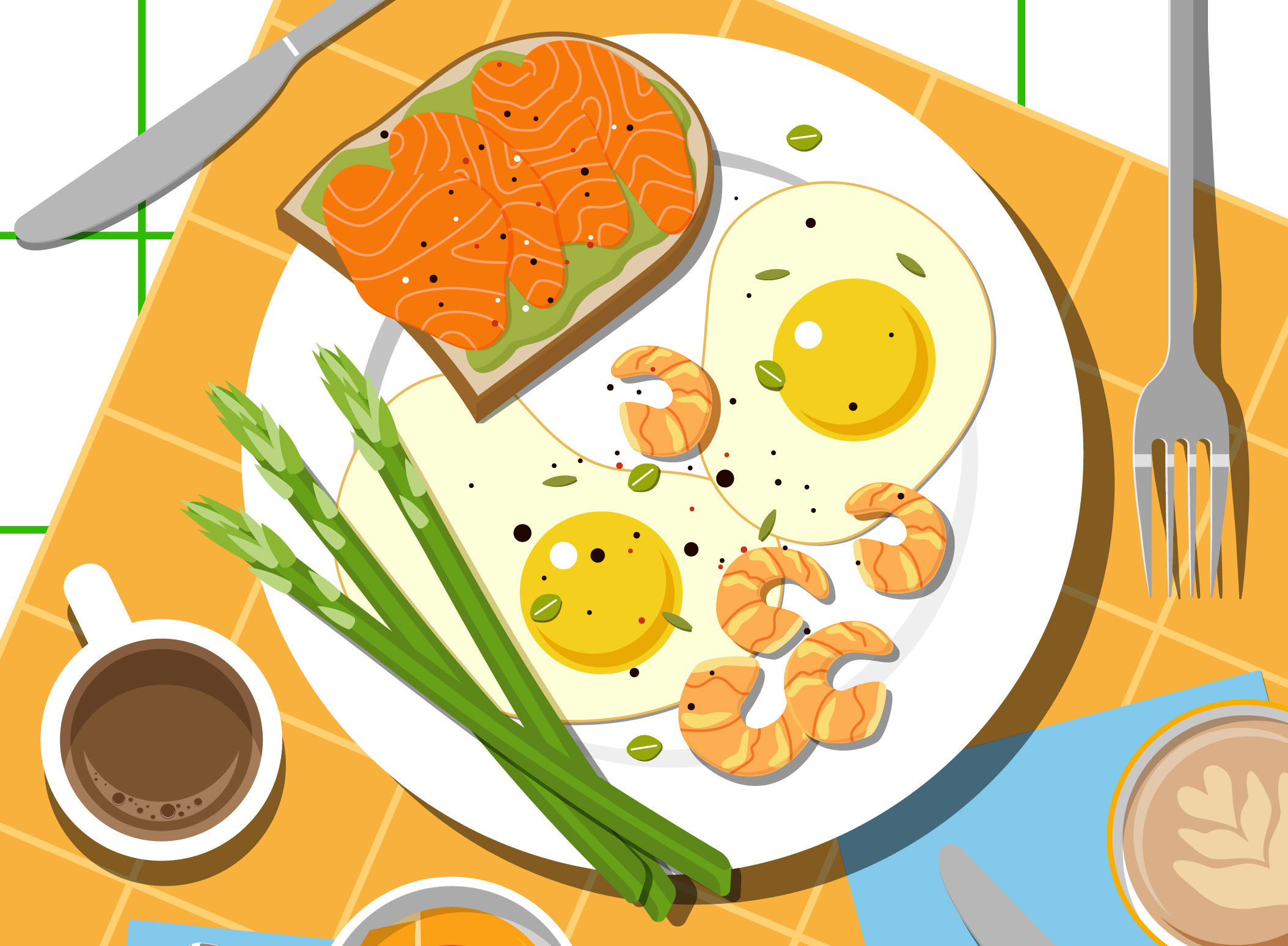 Top-down food illustration — Изображение №7 — Иллюстрация на Dprofile