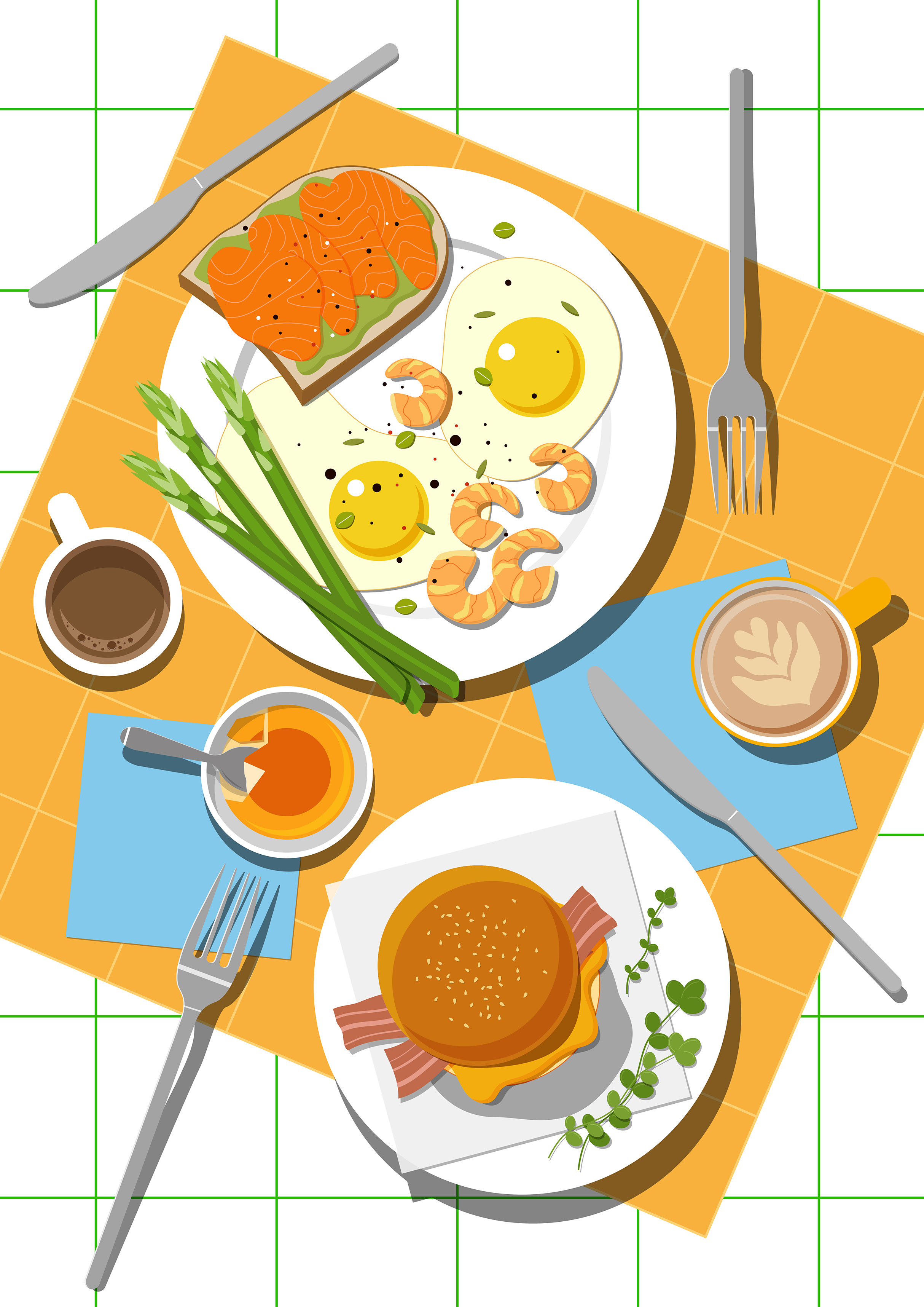 Top-down food illustration — Изображение №2 — Иллюстрация на Dprofile