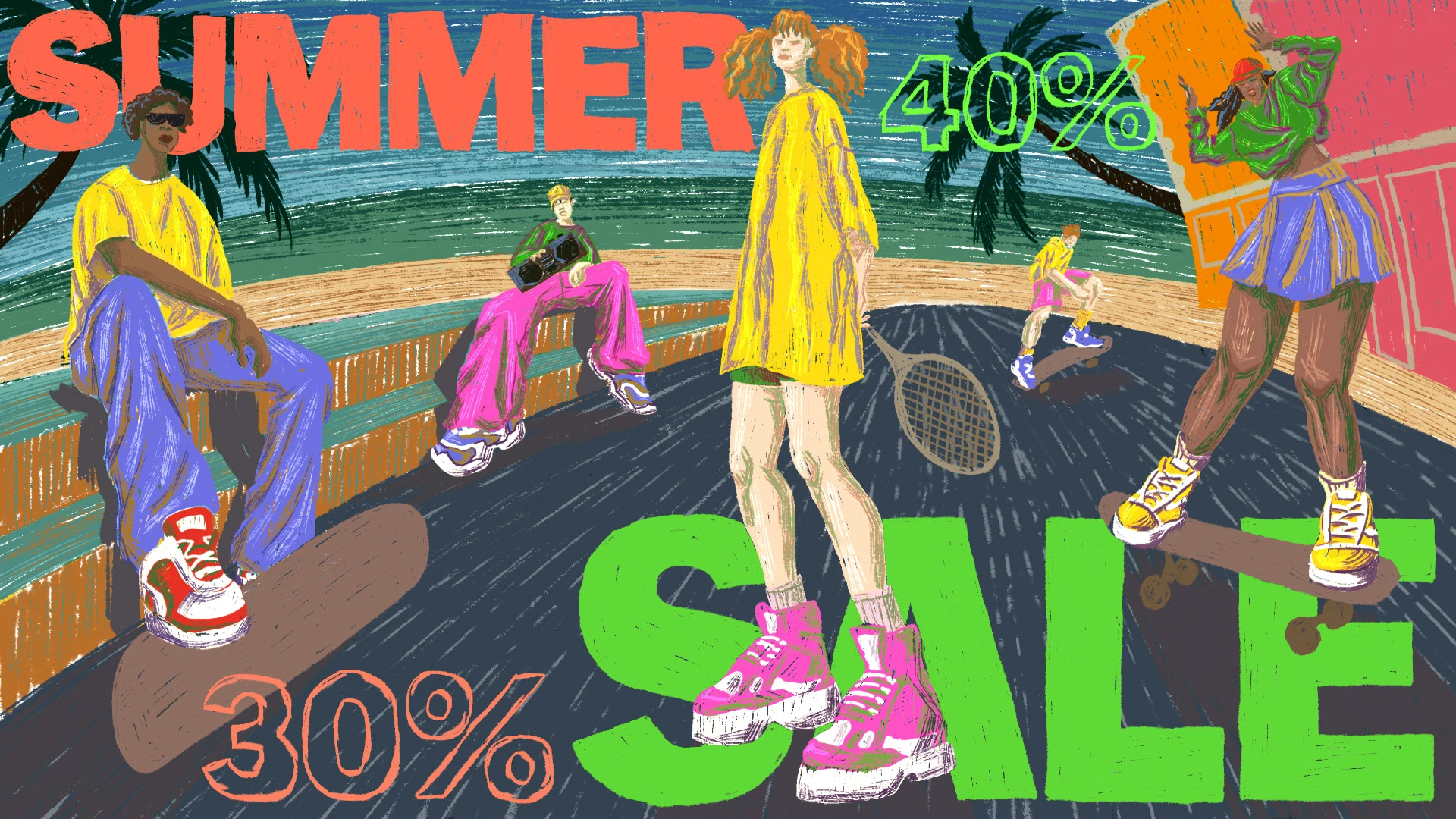 Sun, sea and sneakers: Illustration for "Street Beat" — Изображение №9 — Иллюстрация на Dprofile