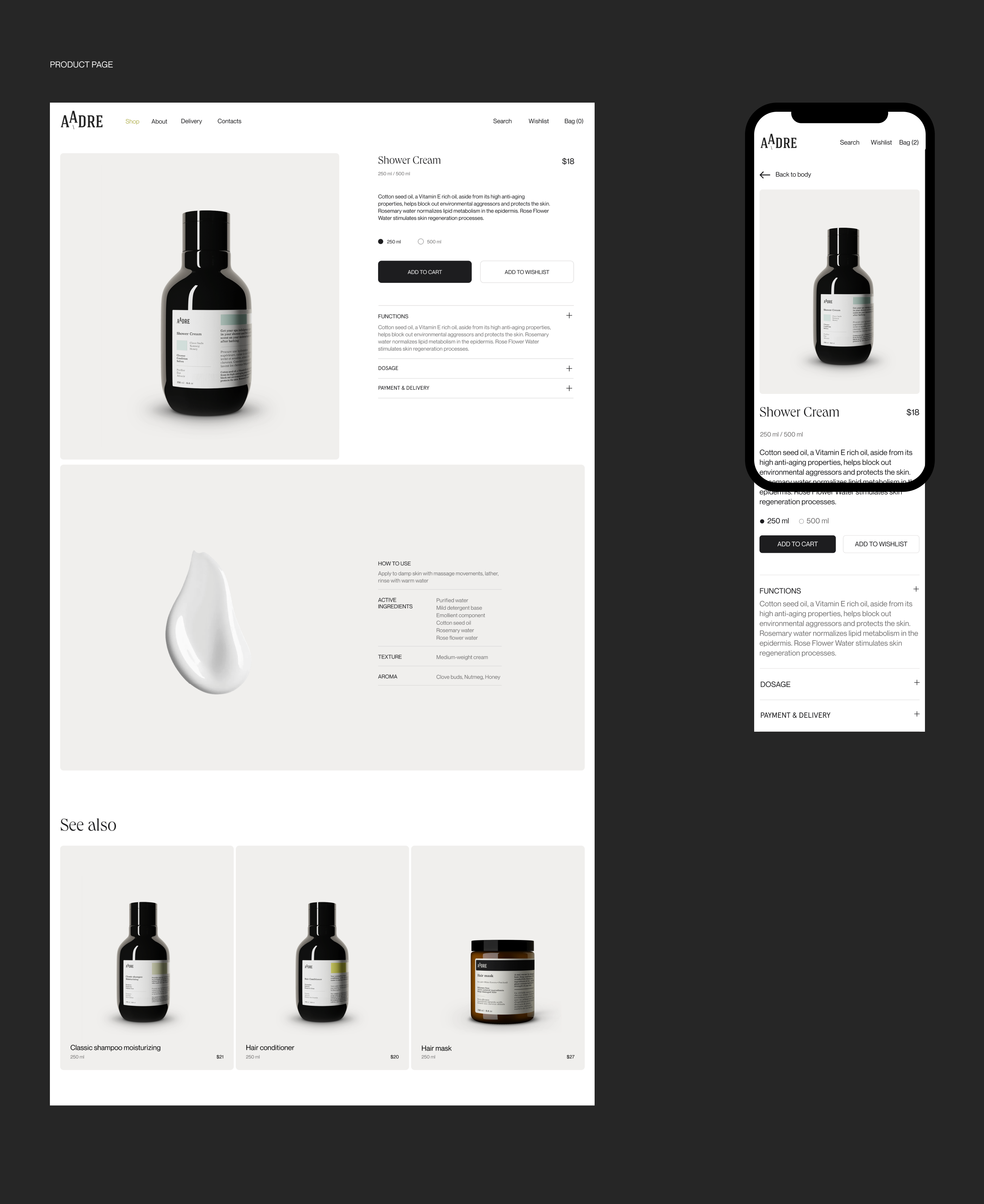 AADRE cosmetics | e-commerce — Изображение №7 — Интерфейсы на Dprofile