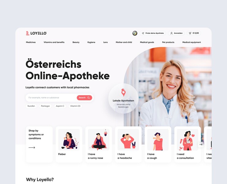 Loyello - Medicine Marketplace — Интерфейсы на Dprofile