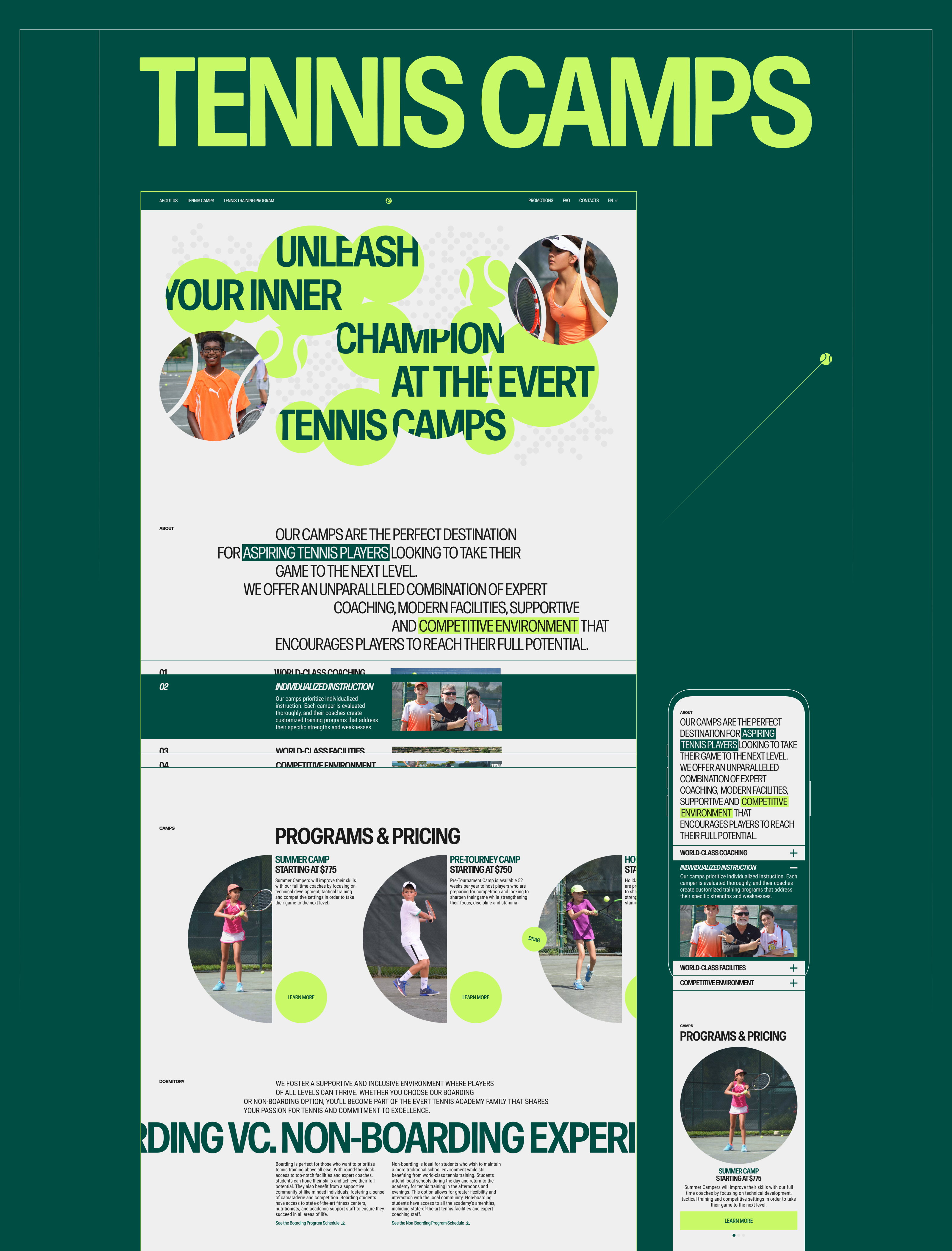 EVERT TENNIS ACADEMY | CORPORATE REDESIGN — Изображение №7 — Интерфейсы, Анимация на Dprofile