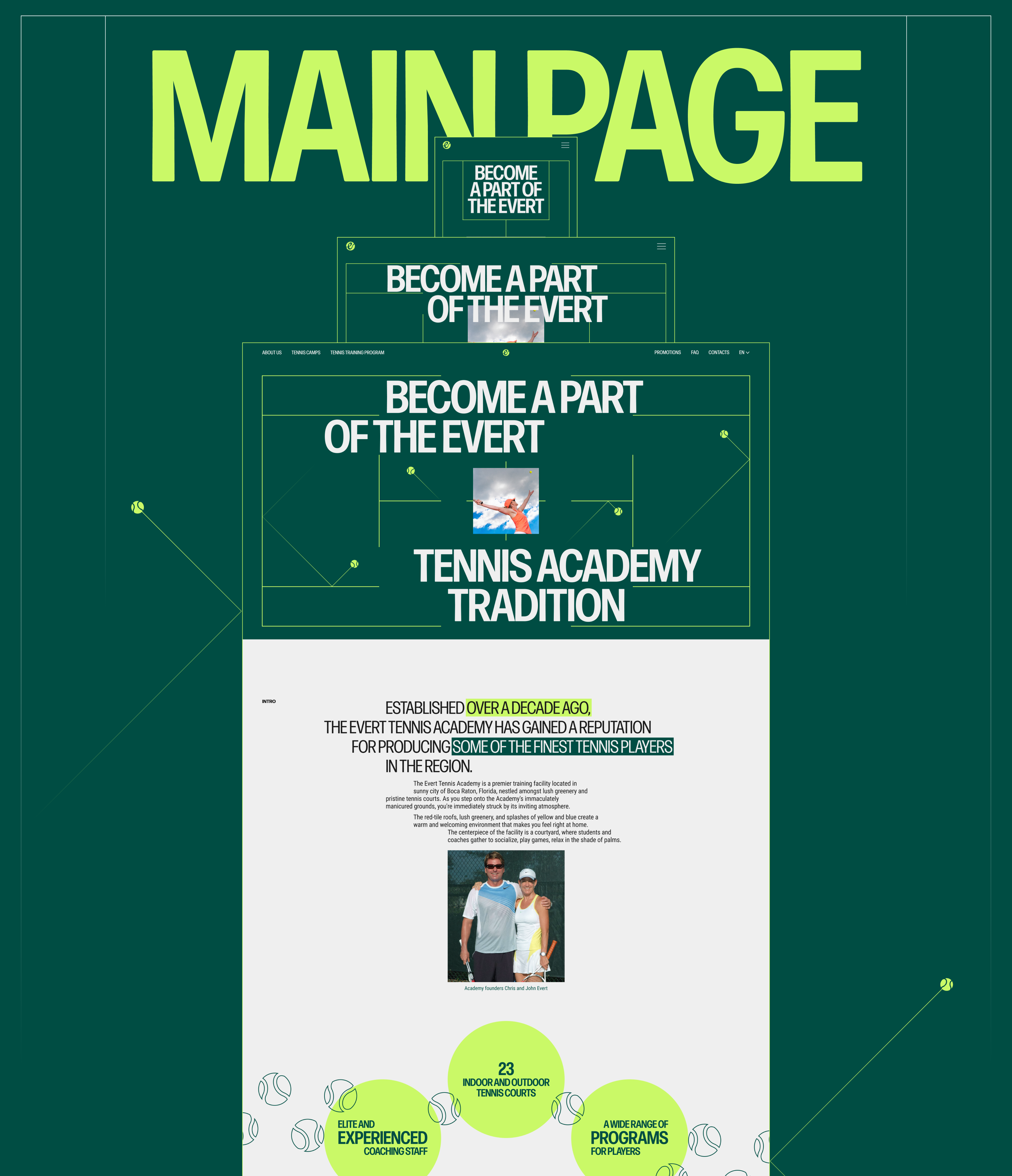 EVERT TENNIS ACADEMY | CORPORATE REDESIGN — Изображение №2 — Интерфейсы, Анимация на Dprofile