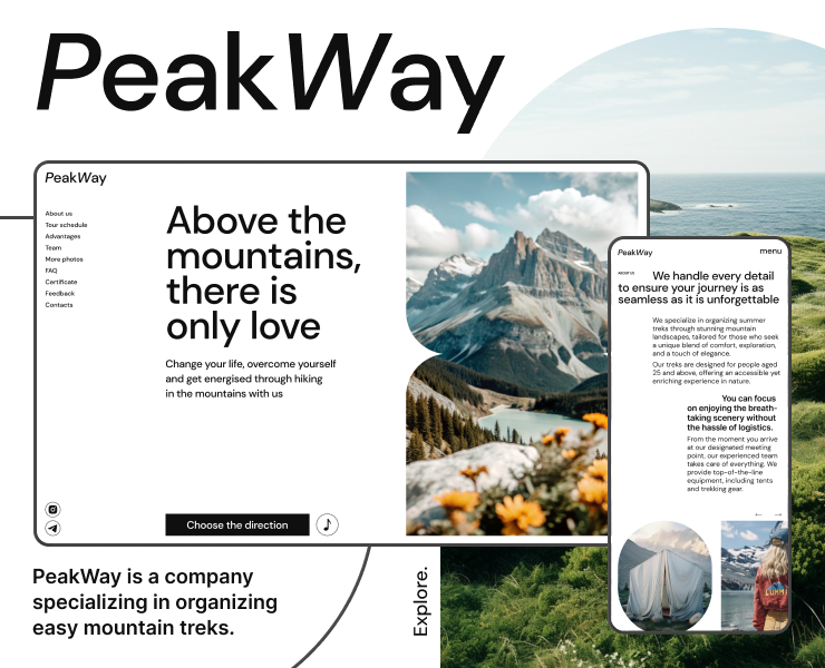 PeakWay / Походы легкой сложности — Интерфейсы, Анимация на Dprofile