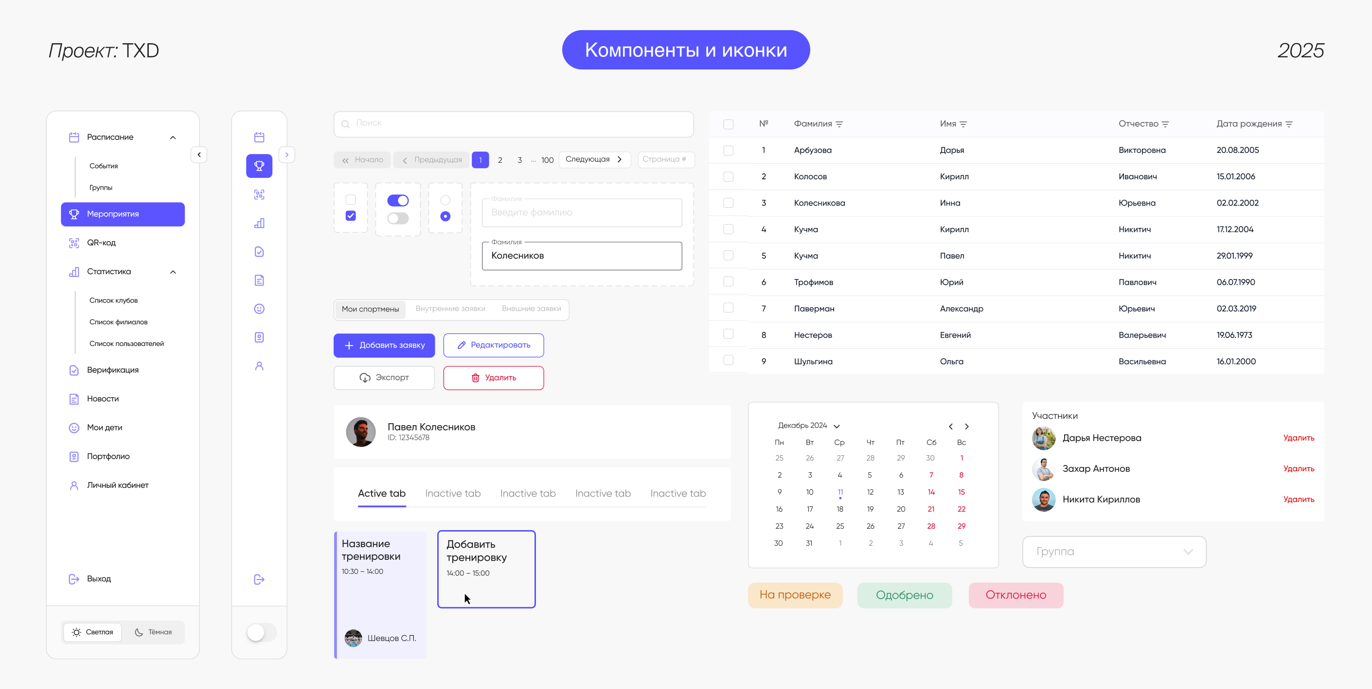 Интерфейс CRM-системы для Федерации Тхэквондо — Изображение №4 — Интерфейсы на Dprofile