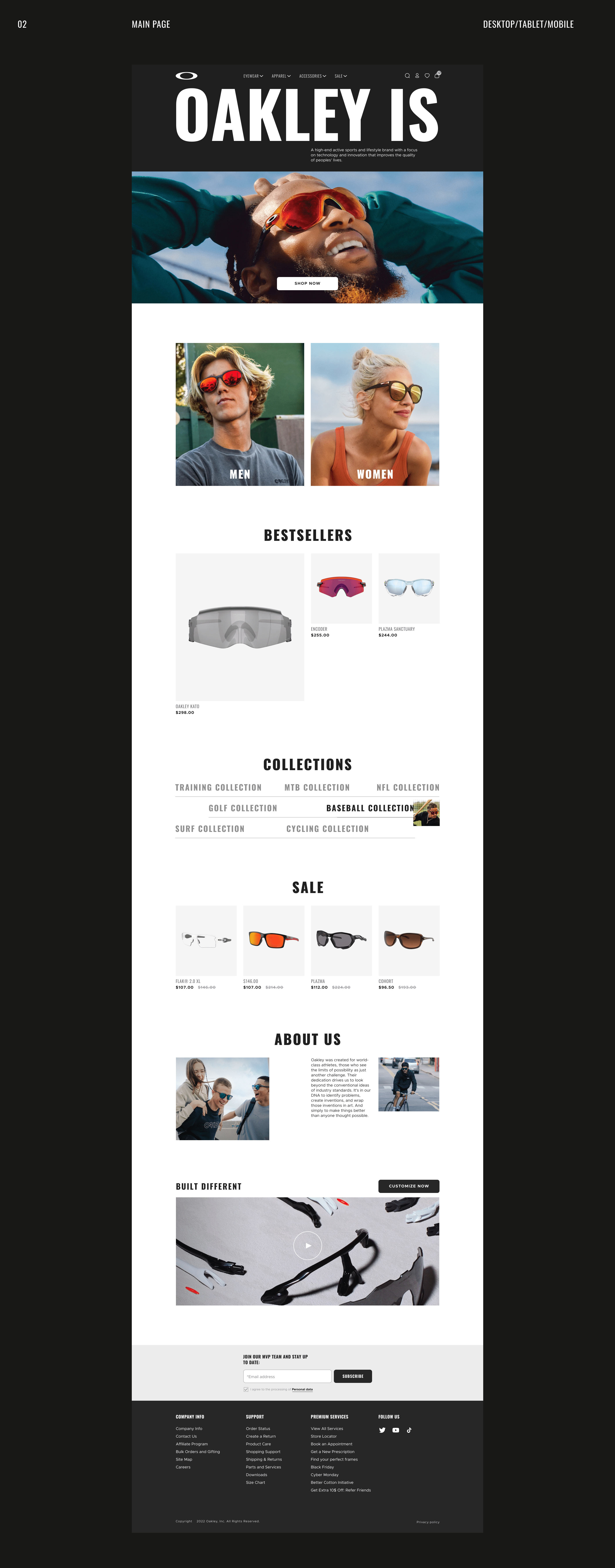OACLEY | E-commerce redesign — Изображение №3 — Интерфейсы, Анимация на Dprofile