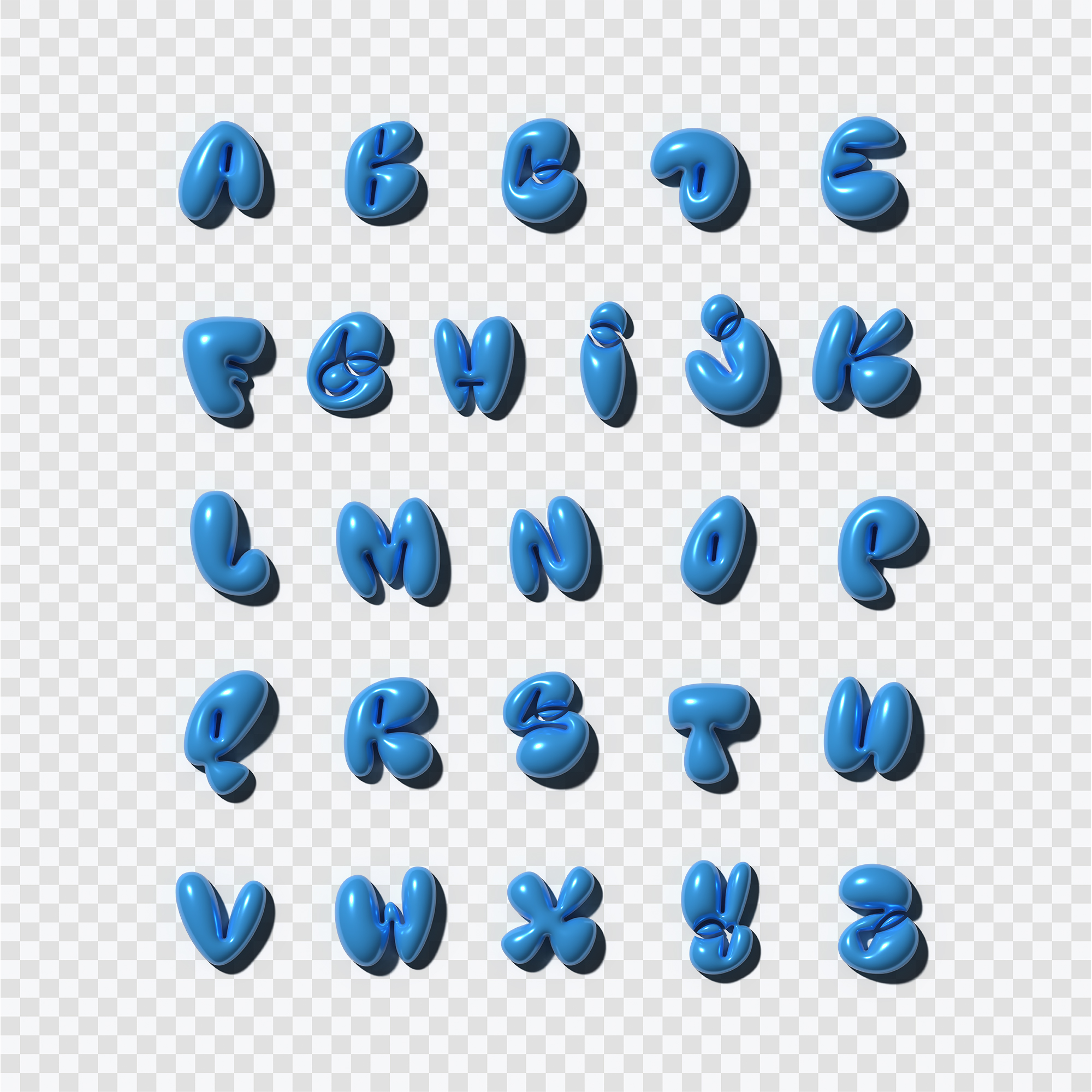 Blue Inflated Letters | Синие надутые буквы *FREE — Изображение №1 — Графика, 3D на Dprofile