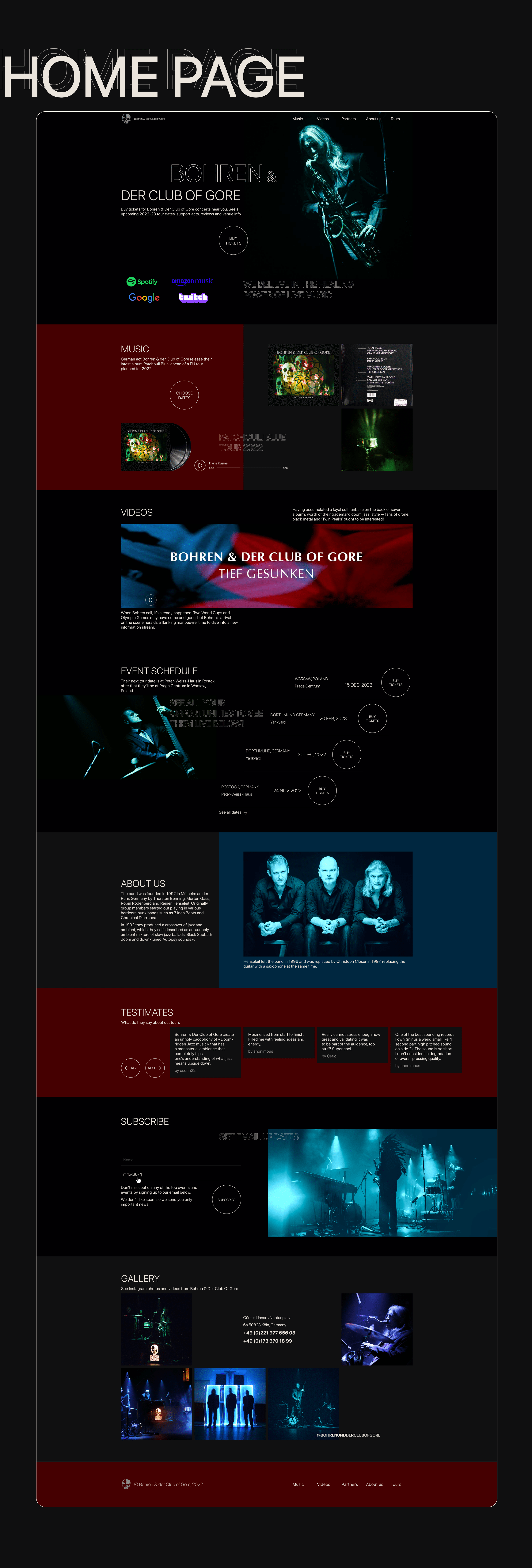 Landing page Bohren & der club of gore — Изображение №5 — Интерфейсы, Иллюстрация, Графика на Dprofile