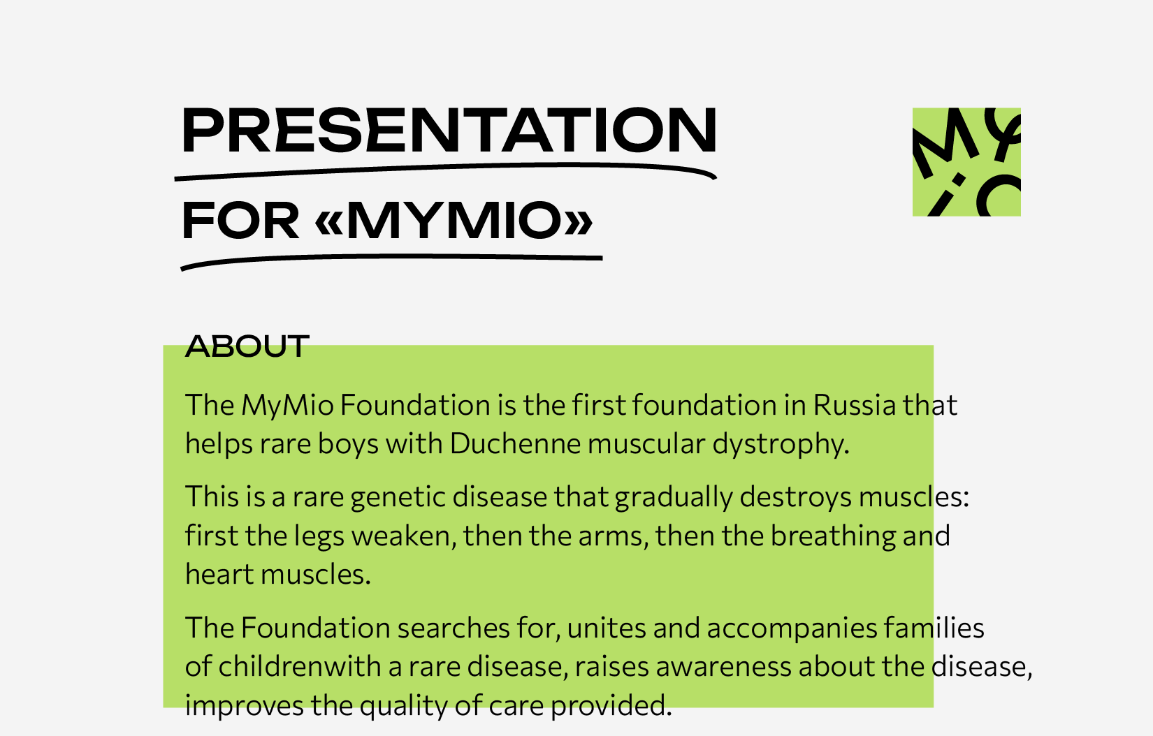 Presentation for "MyMio" — Изображение №1 — Брендинг, Маркетинг на Dprofile