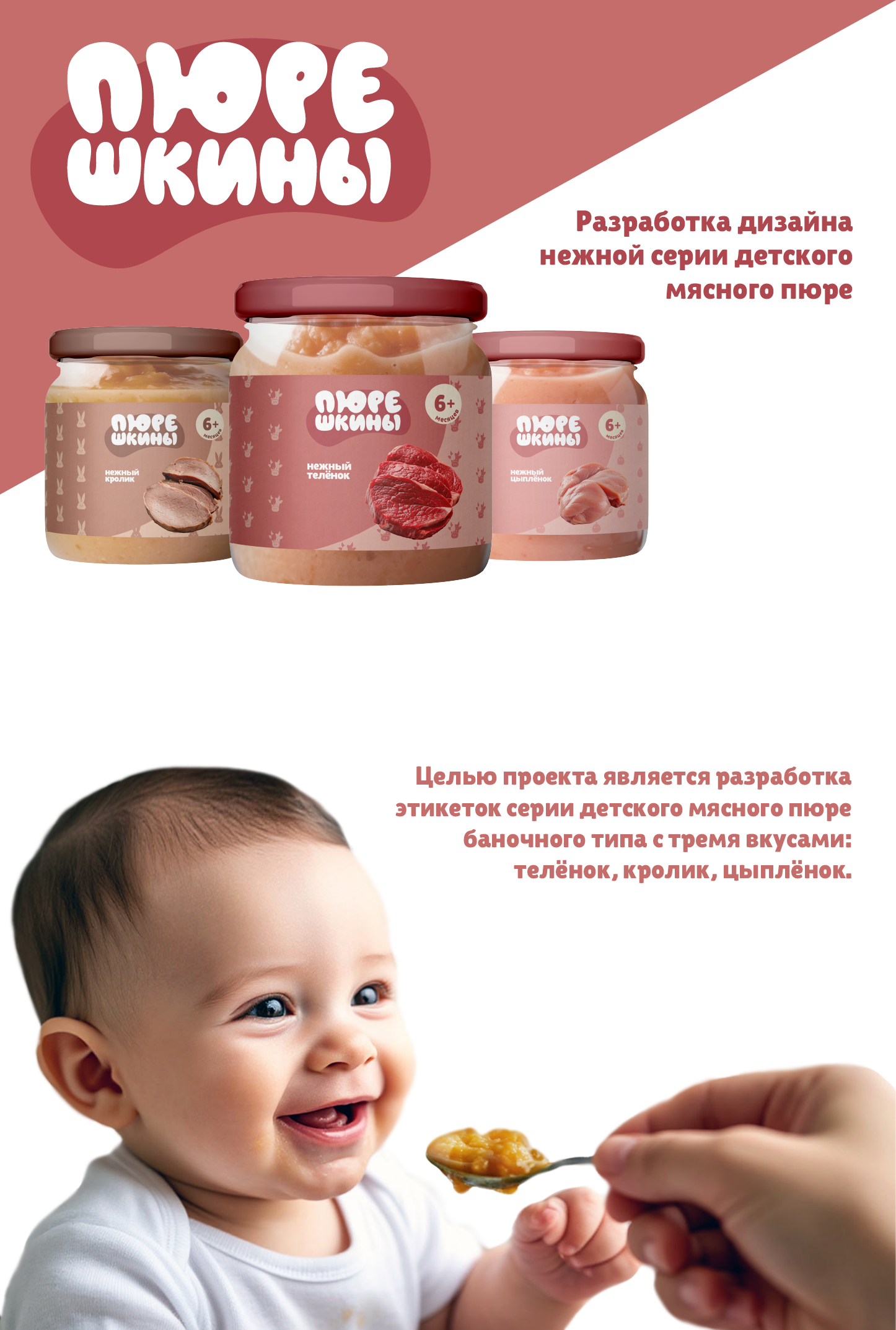 Дизайна этикеток мясного детского пюре "ПЮРЕШКИНЫ" — Изображение №1 — Брендинг, Маркетинг на Dprofile