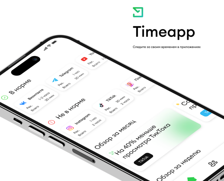 TimeApp | Приложение для отслеживания времени в приложениях — Интерфейсы на Dprofile