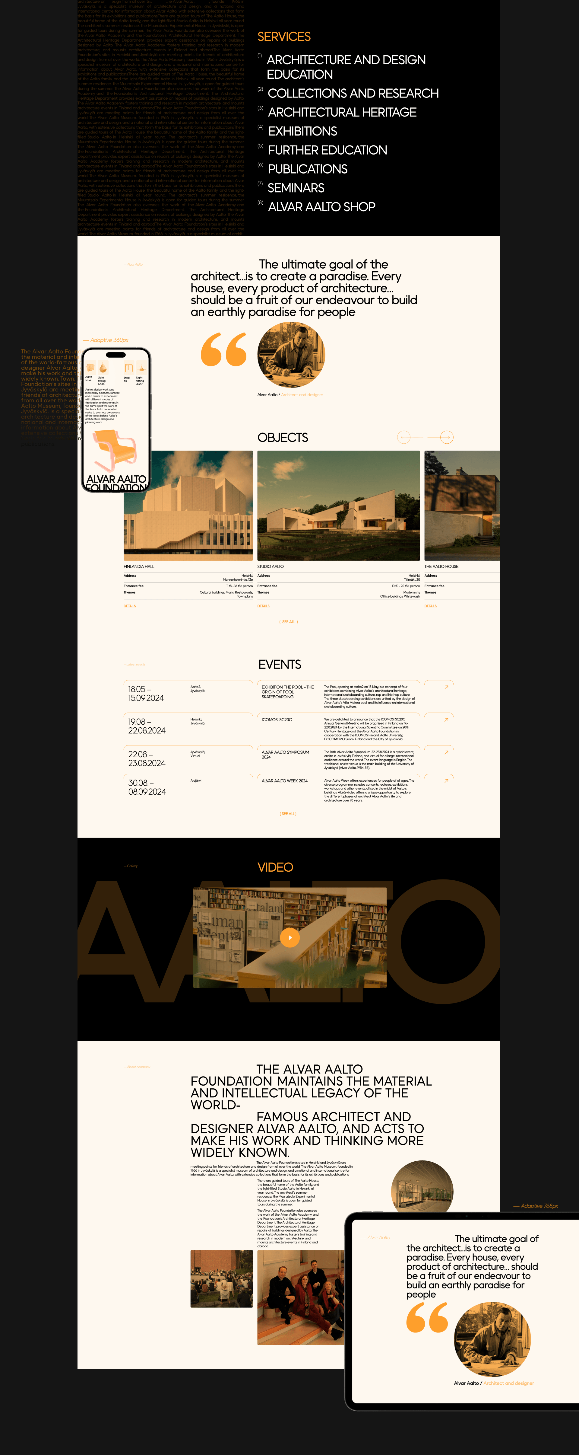 ALVAR AALTO FONDATION | Corporate website redesign — Изображение №3 — Интерфейсы на Dprofile