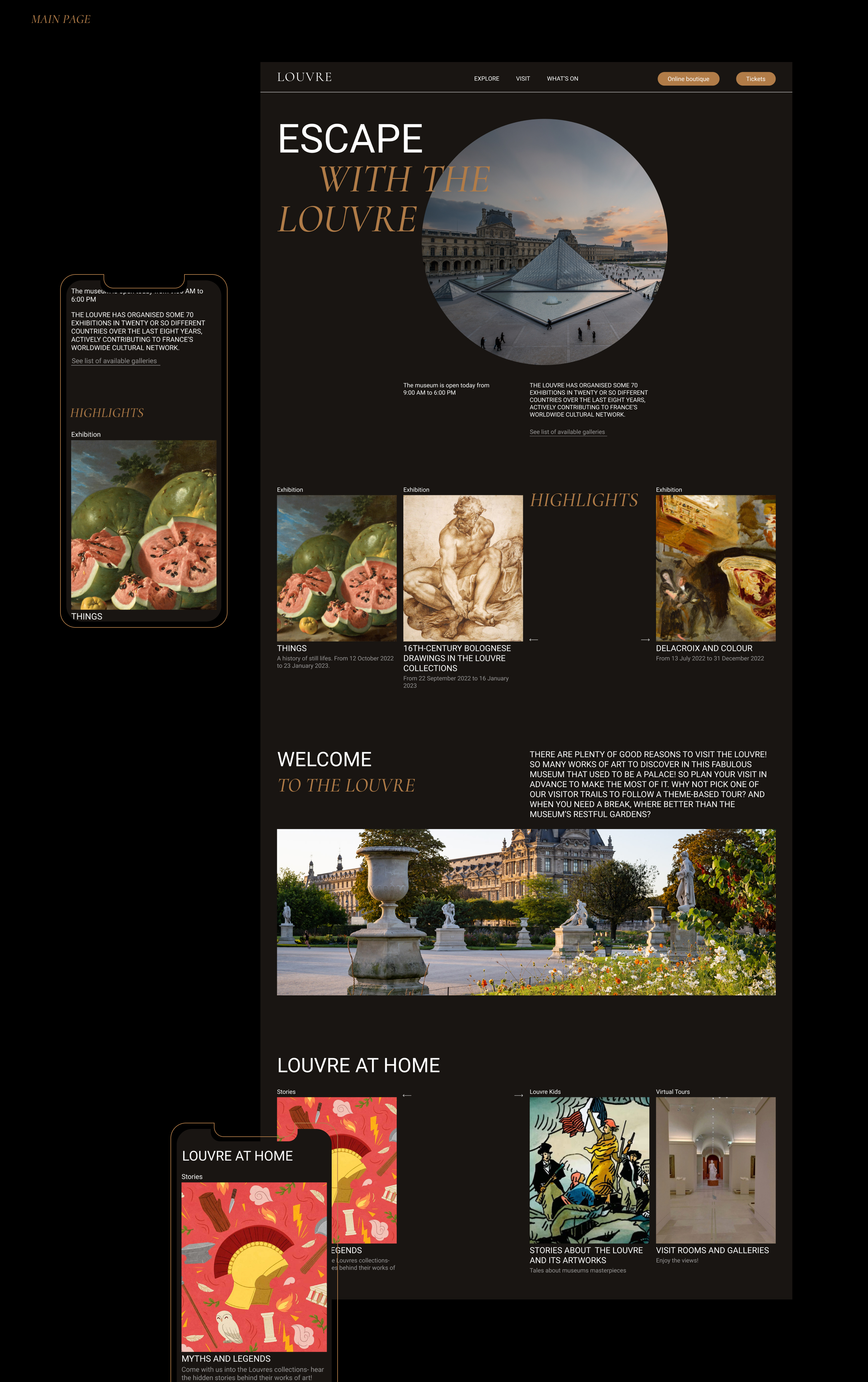 The Louvre | Corporate website redesign — Изображение №2 — Интерфейсы, Брендинг на Dprofile