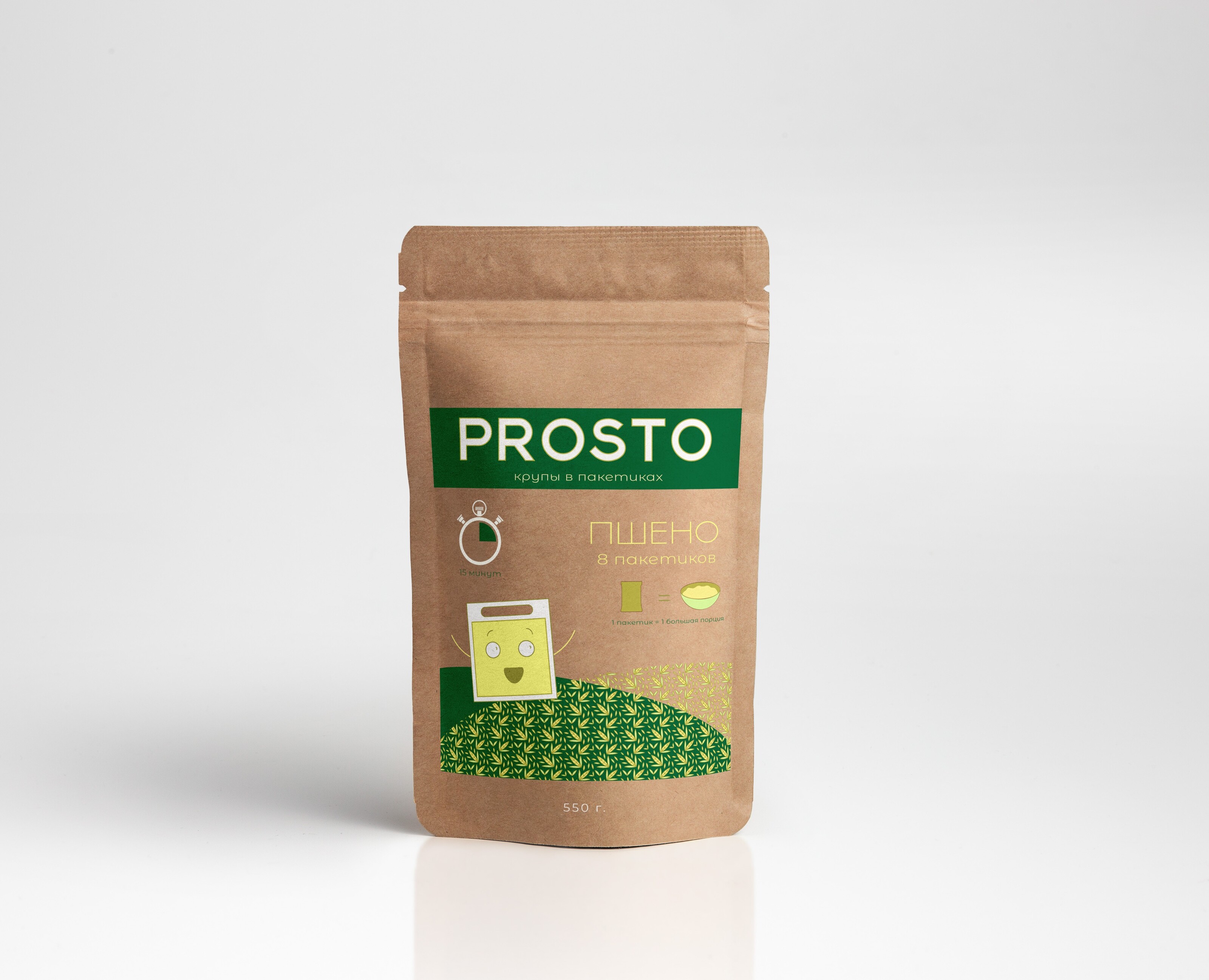 Упаковка пшенной крупы "PROSTO" + развёртка — Брендинг, Графика на Dprofile