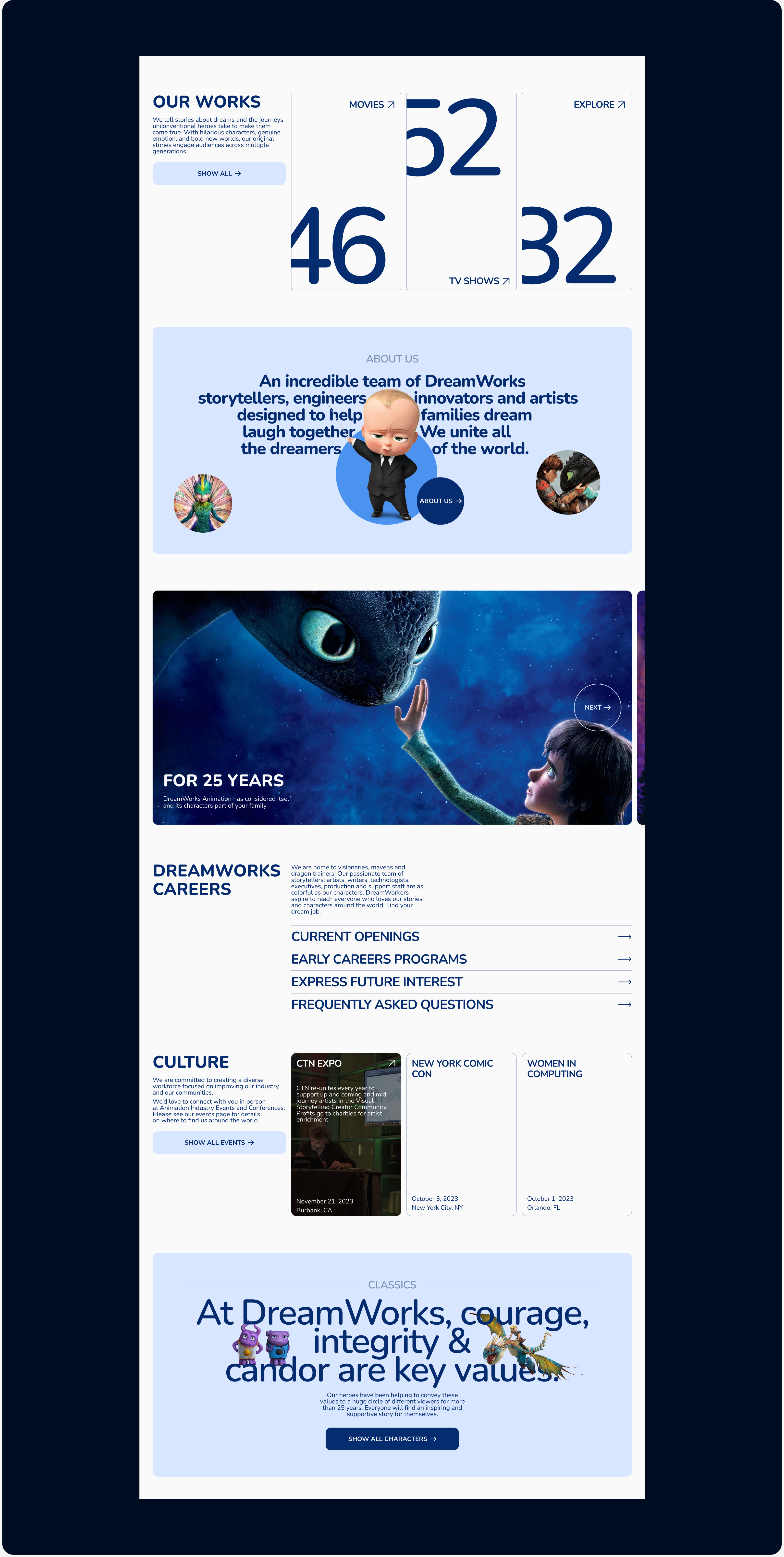 DreamWorks | Corporate website | Redesign — Изображение №2 — Интерфейсы, Маркетинг на Dprofile