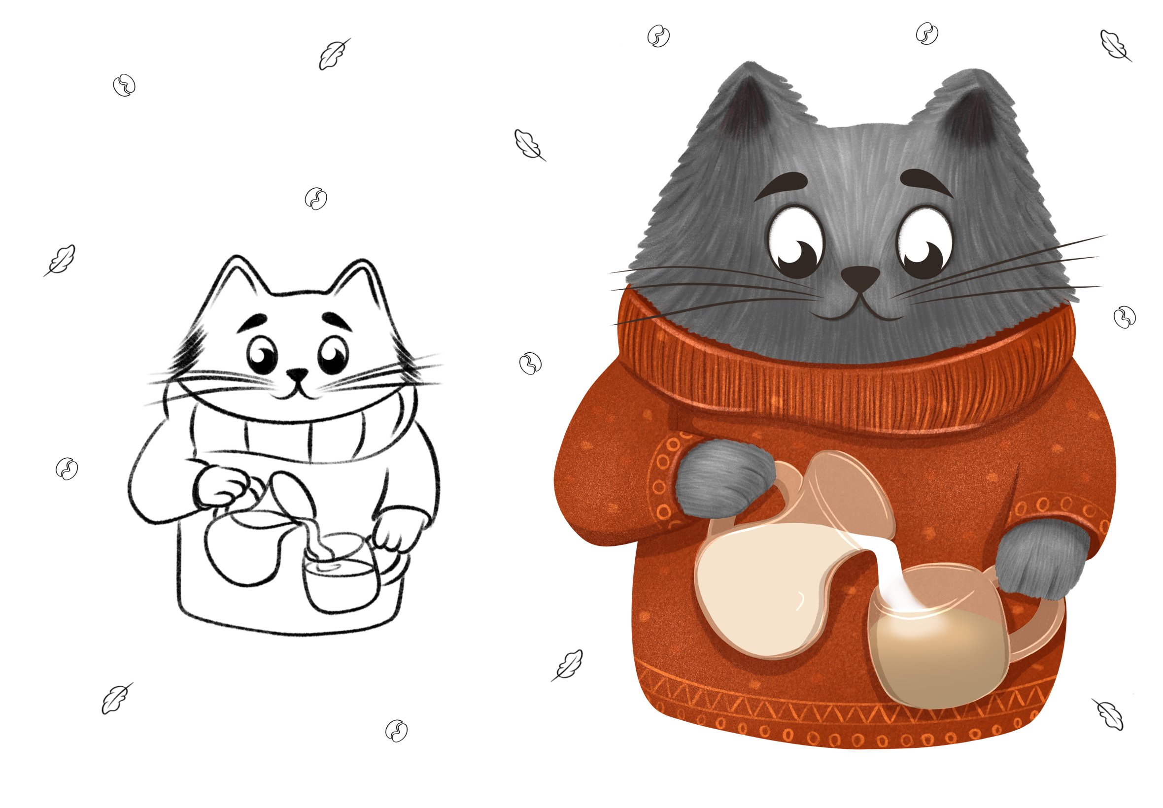 Стикеры с котом для кафе + леттеринг — Изображение №5 — Иллюстрация на Dprofile