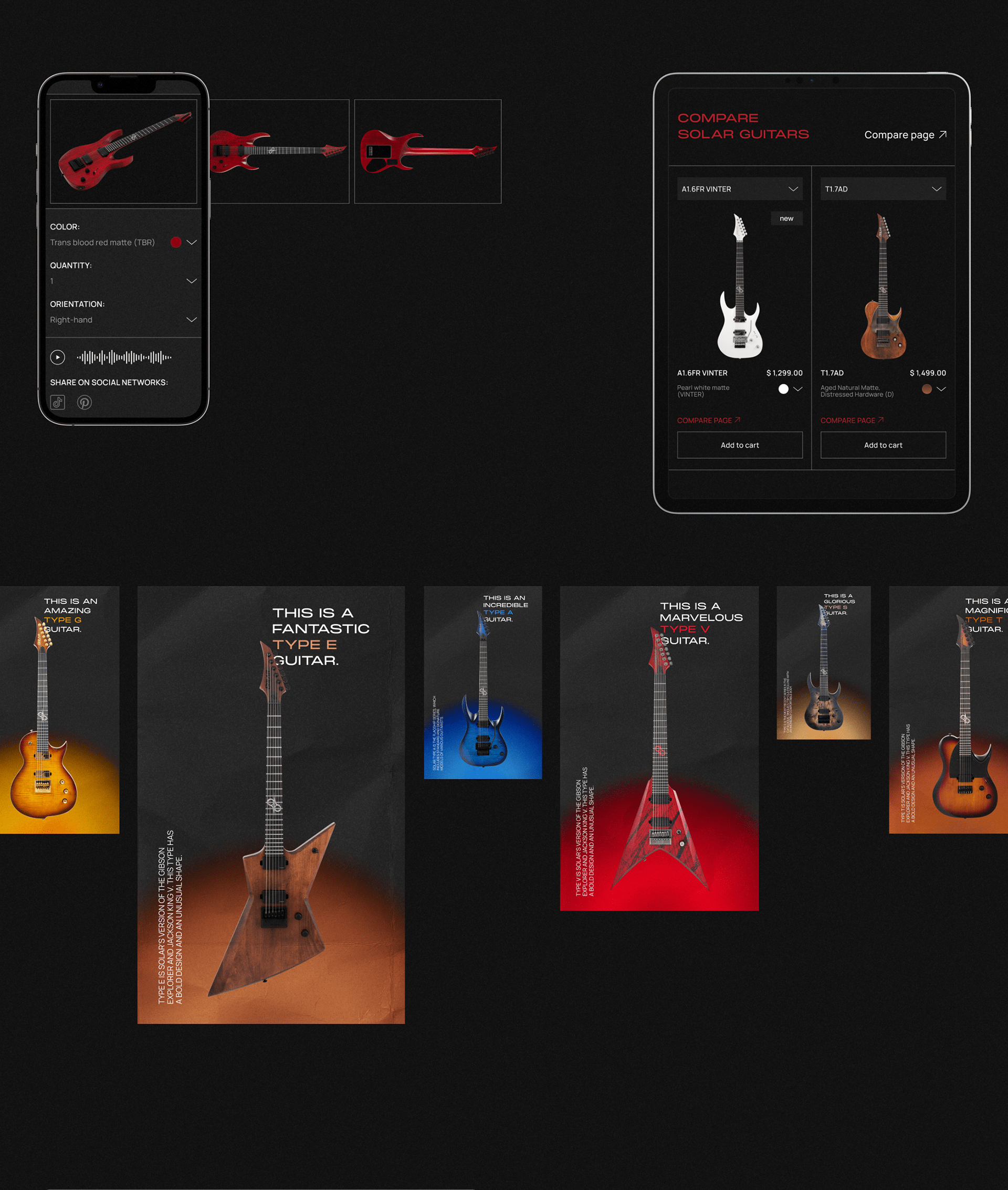 Solar Guitars | E-commerce redesign — Изображение №7 — Интерфейсы, Брендинг на Dprofile